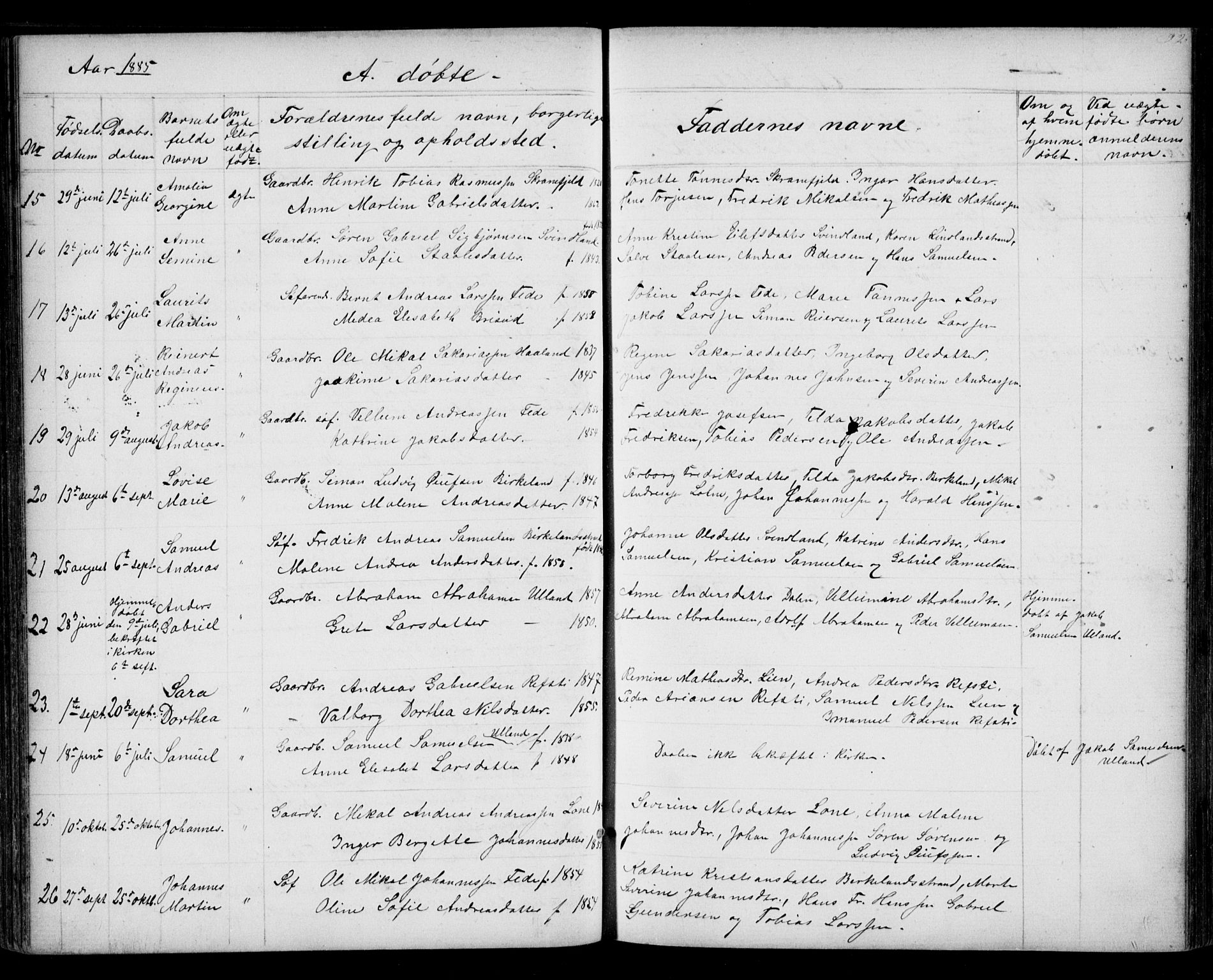 Kvinesdal sokneprestkontor, SAK/1111-0026/F/Fb/Fba/L0003: Parish register (copy) no. B 3, 1858-1893, p. 92
