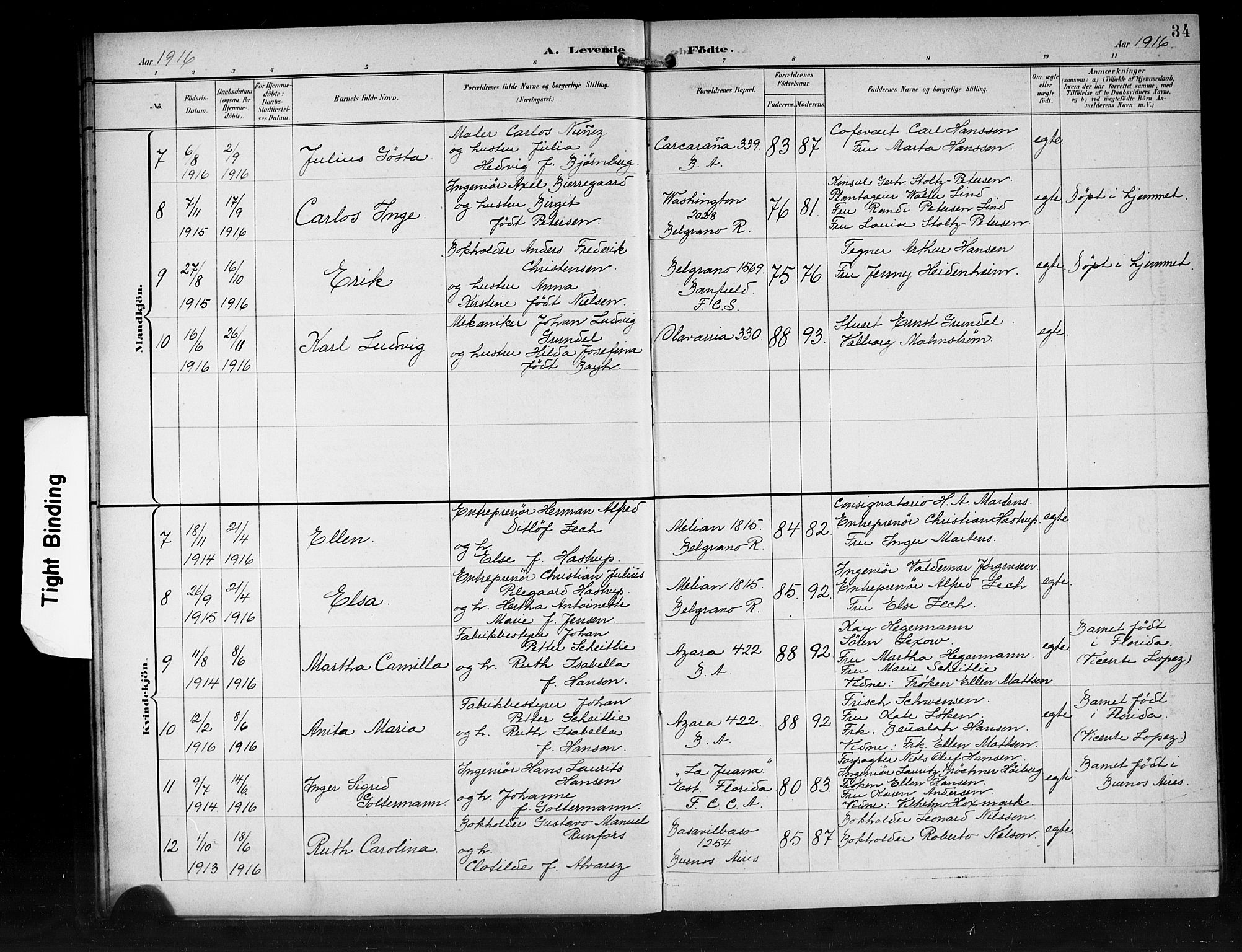 Den norske sjømannsmisjon i utlandet/Syd-Amerika (Buenos Aires m.fl.), AV/SAB-SAB/PA-0118/H/Ha/L0002: Parish register (official) no. A 2, 1899-1919, p. 34