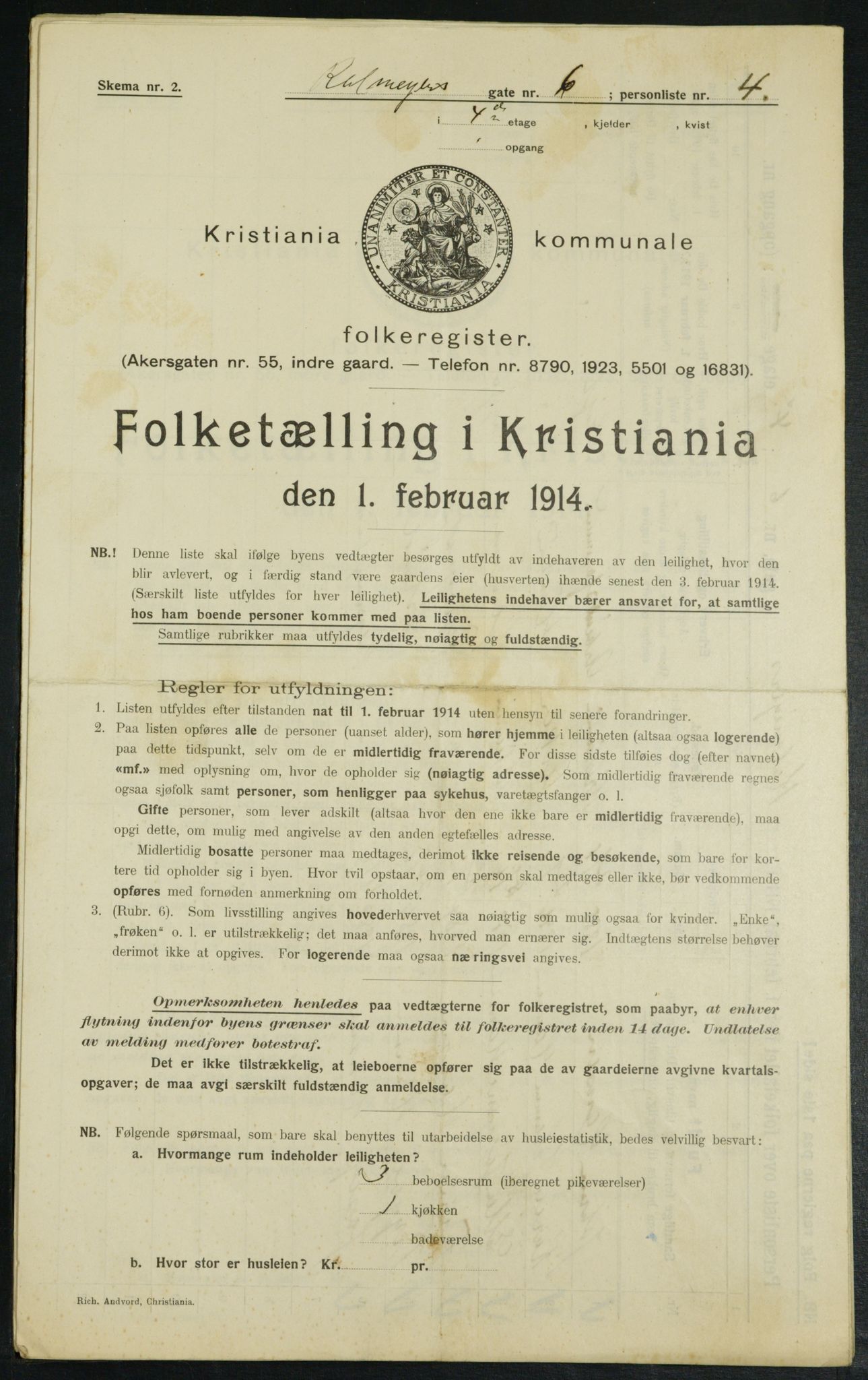 OBA, Municipal Census 1914 for Kristiania, 1914, p. 11535