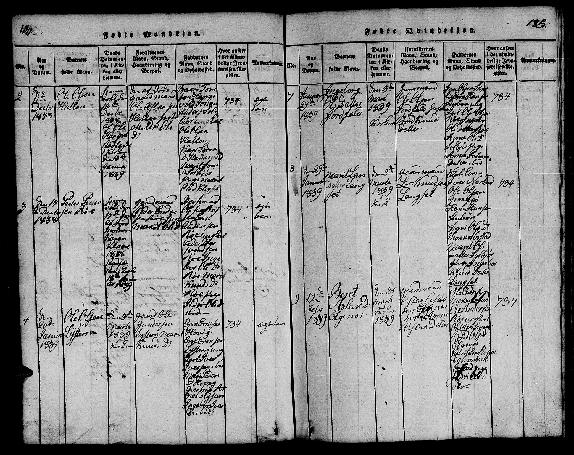 Ministerialprotokoller, klokkerbøker og fødselsregistre - Møre og Romsdal, AV/SAT-A-1454/551/L0629: Parish register (copy) no. 551C01, 1818-1839, p. 184-185