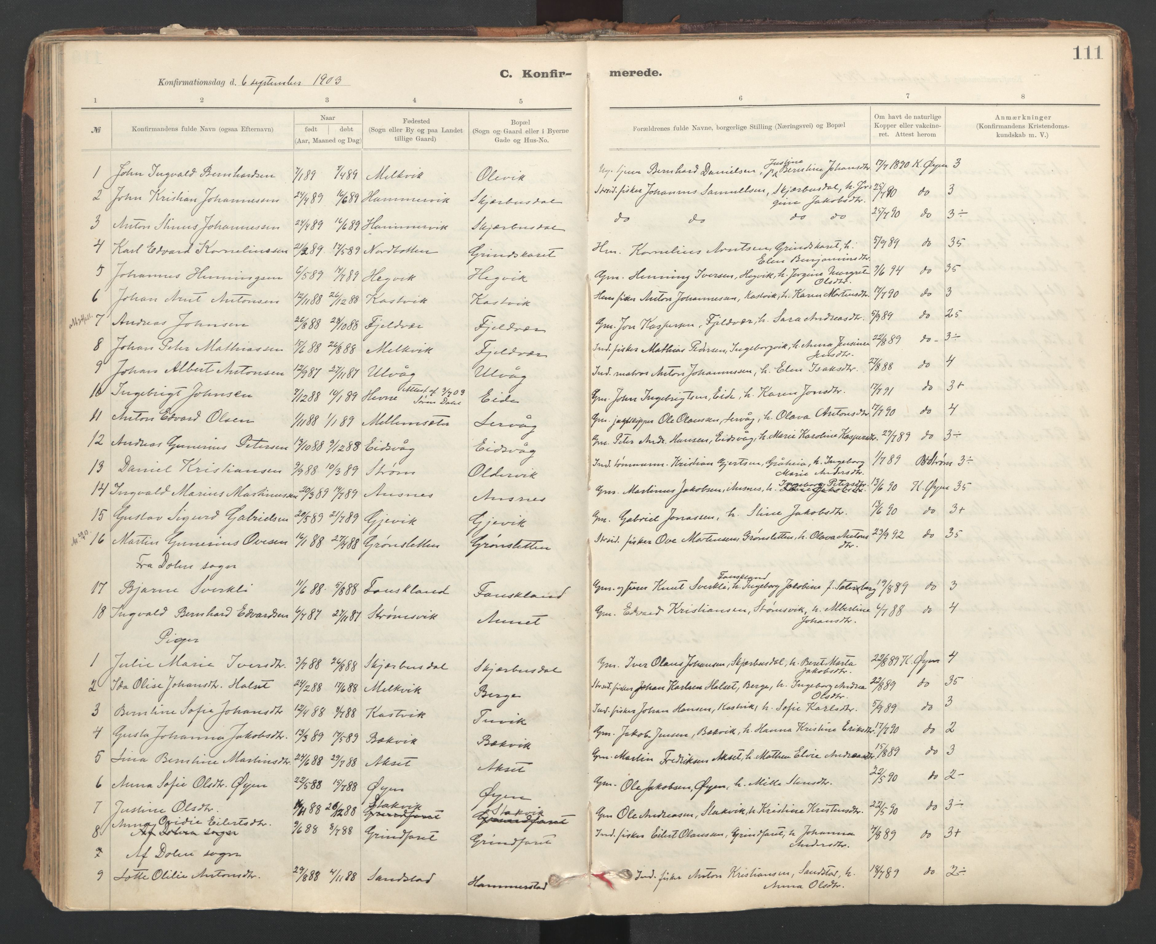 Ministerialprotokoller, klokkerbøker og fødselsregistre - Sør-Trøndelag, SAT/A-1456/637/L0559: Parish register (official) no. 637A02, 1899-1923, p. 111
