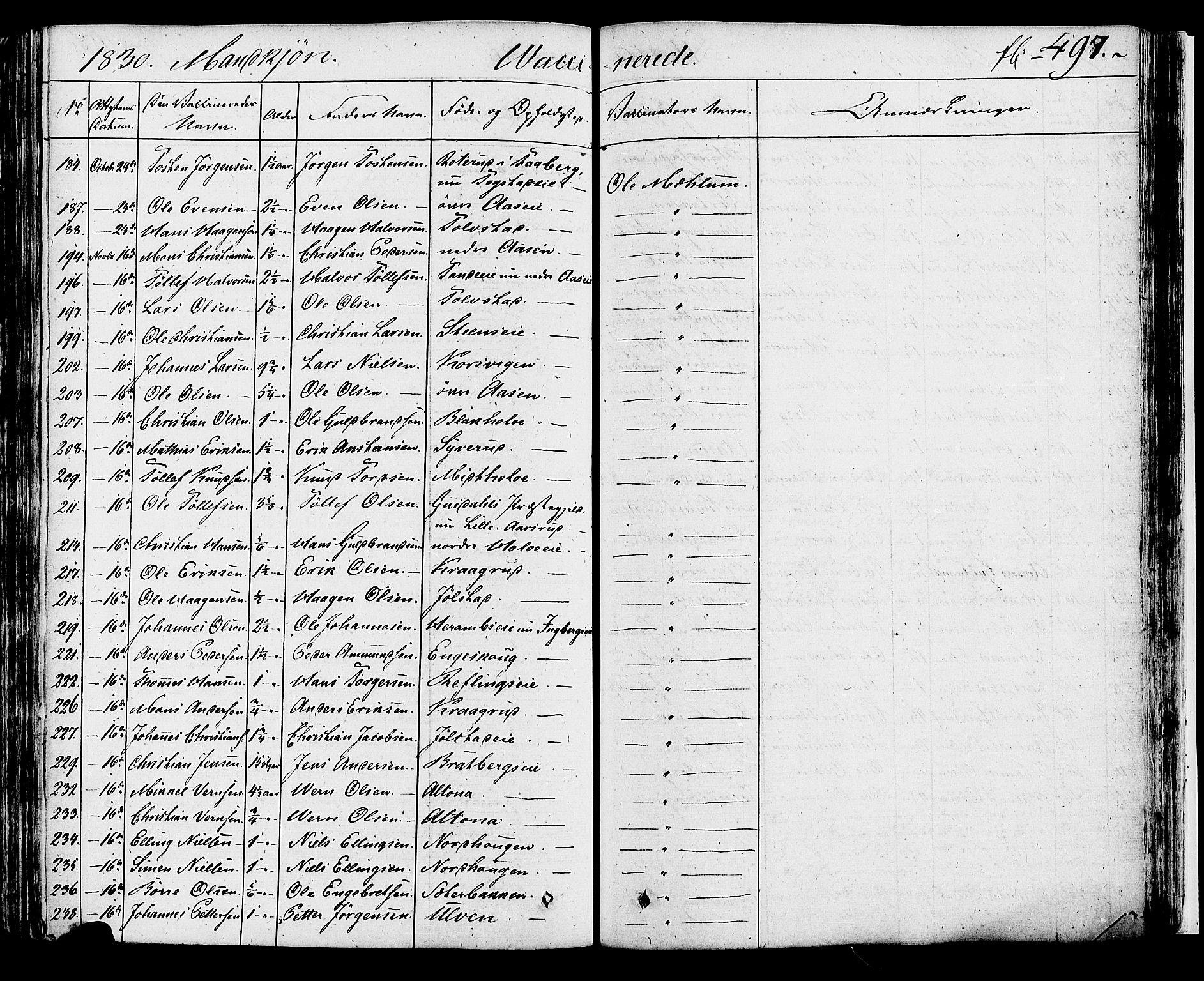 Ringsaker prestekontor, SAH/PREST-014/K/Ka/L0007: Parish register (official) no. 7B, 1826-1837, p. 497