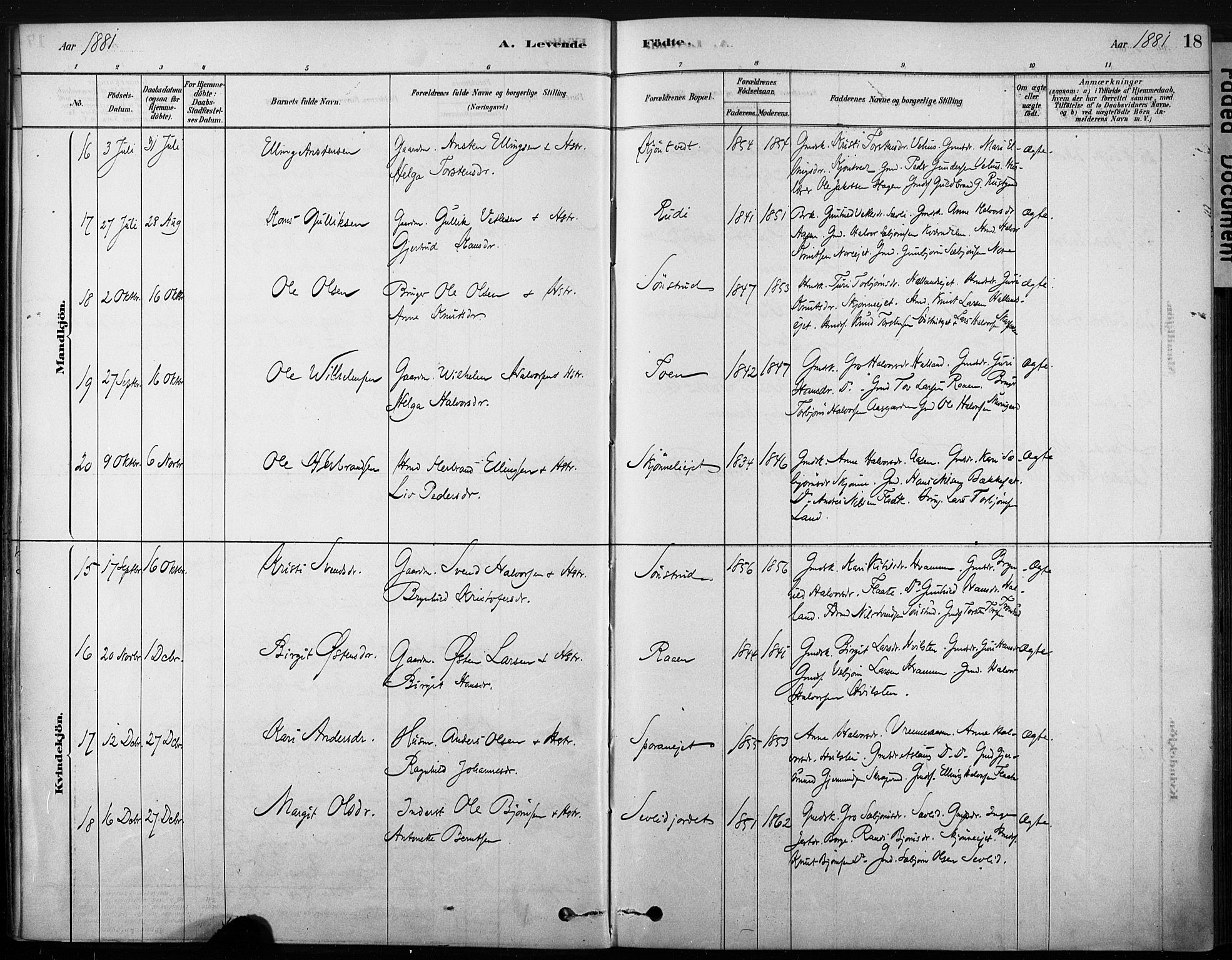 Nore kirkebøker, AV/SAKO-A-238/F/Fb/L0001: Parish register (official) no. II 1, 1878-1886, p. 18