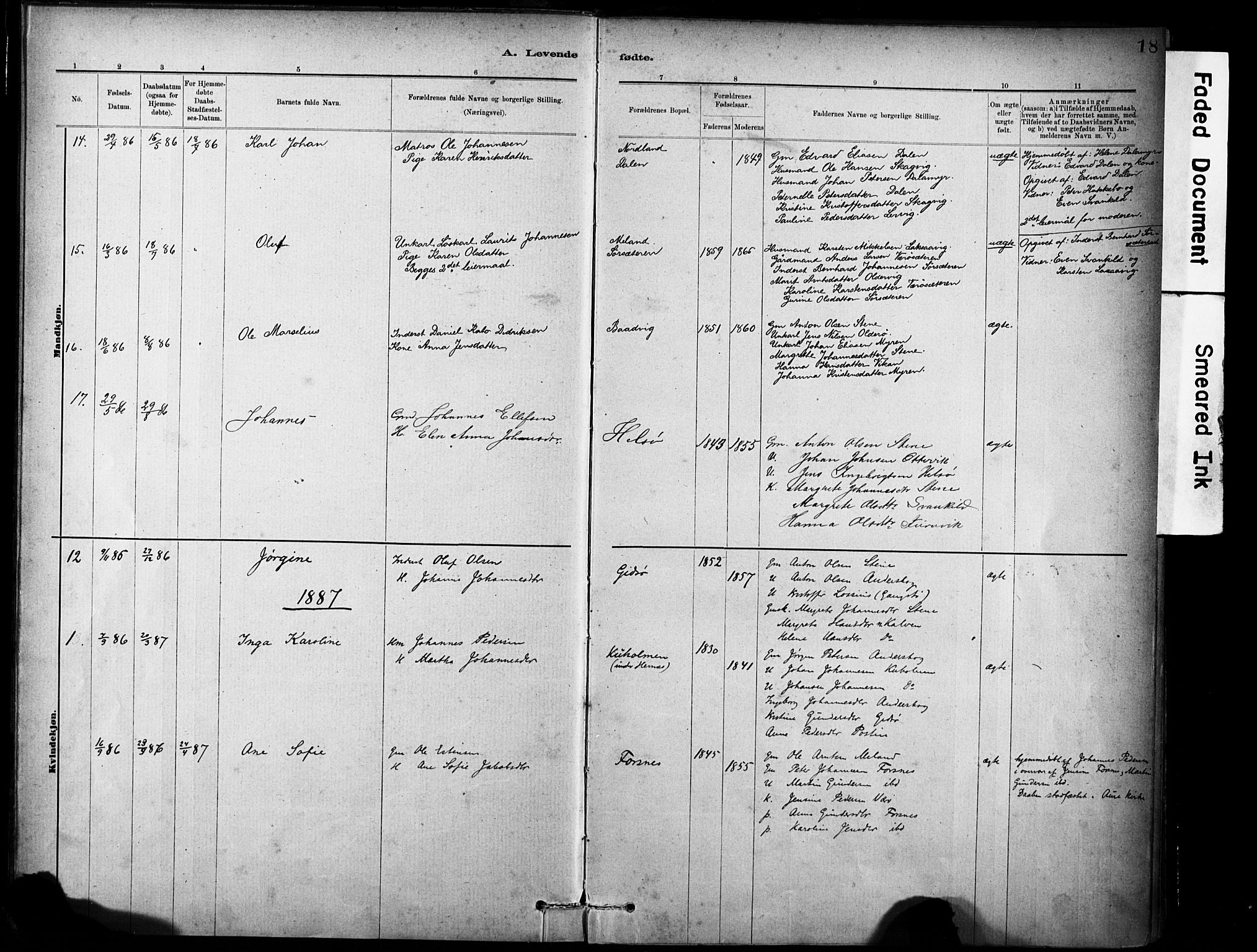 Ministerialprotokoller, klokkerbøker og fødselsregistre - Sør-Trøndelag, SAT/A-1456/635/L0551: Parish register (official) no. 635A01, 1882-1899, p. 18