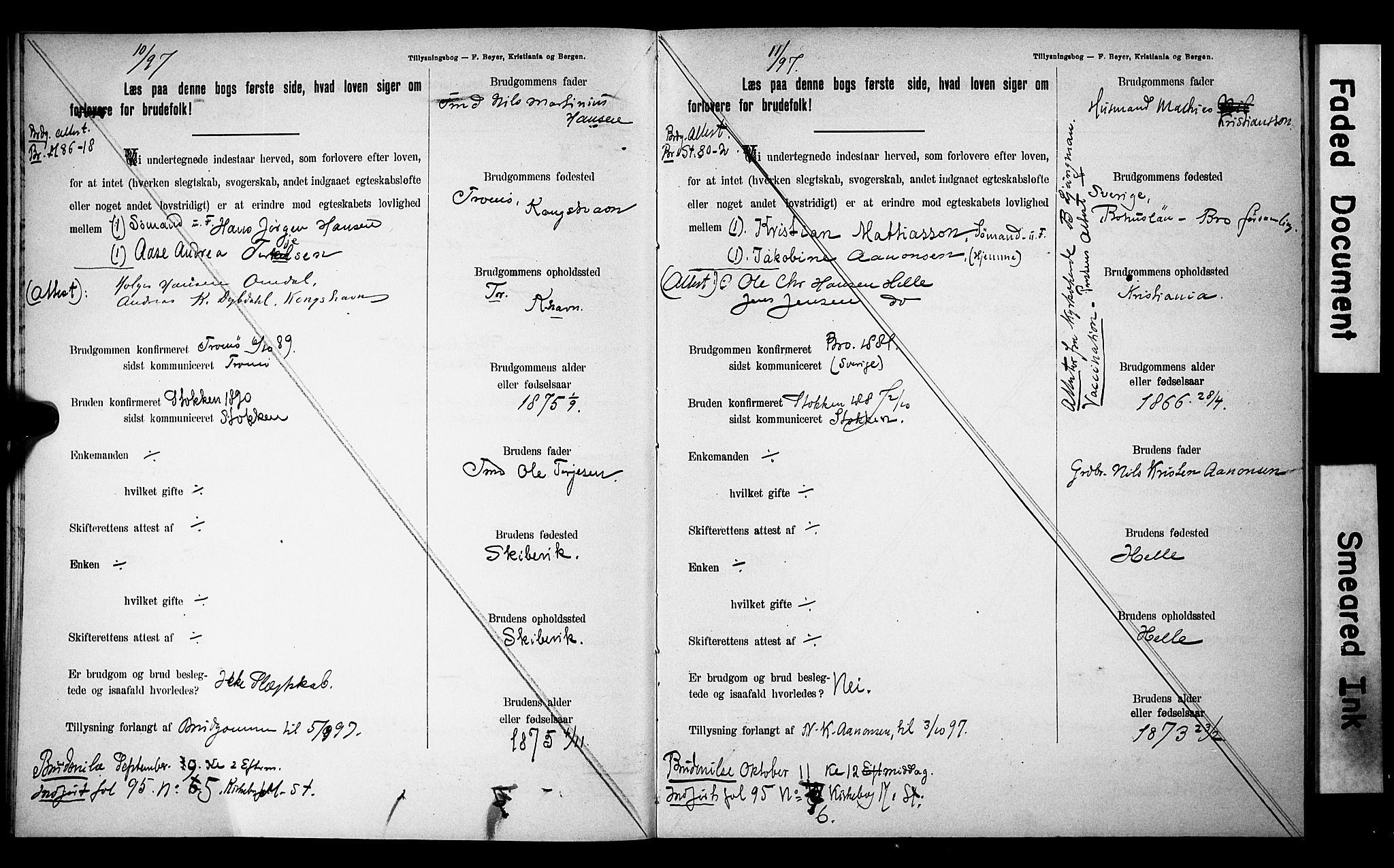 Austre Moland sokneprestkontor, AV/SAK-1111-0001/F/Fe/L0001: Banns register no. A VI 10, 1895-1902