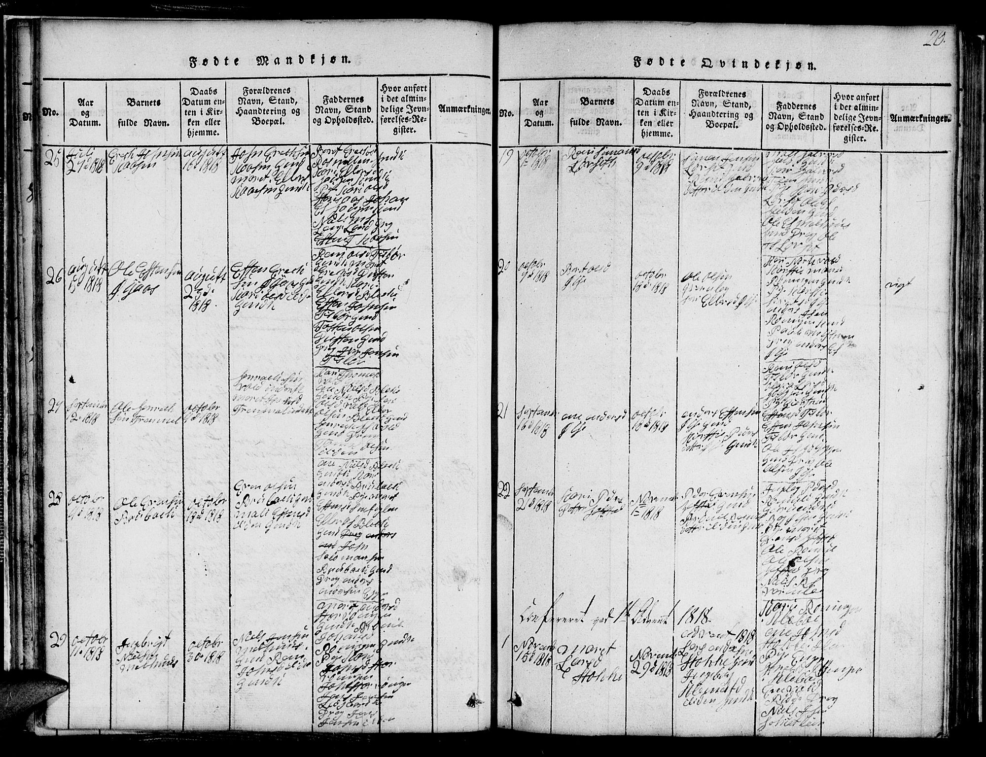 Ministerialprotokoller, klokkerbøker og fødselsregistre - Sør-Trøndelag, SAT/A-1456/691/L1092: Parish register (copy) no. 691C03, 1816-1852, p. 20
