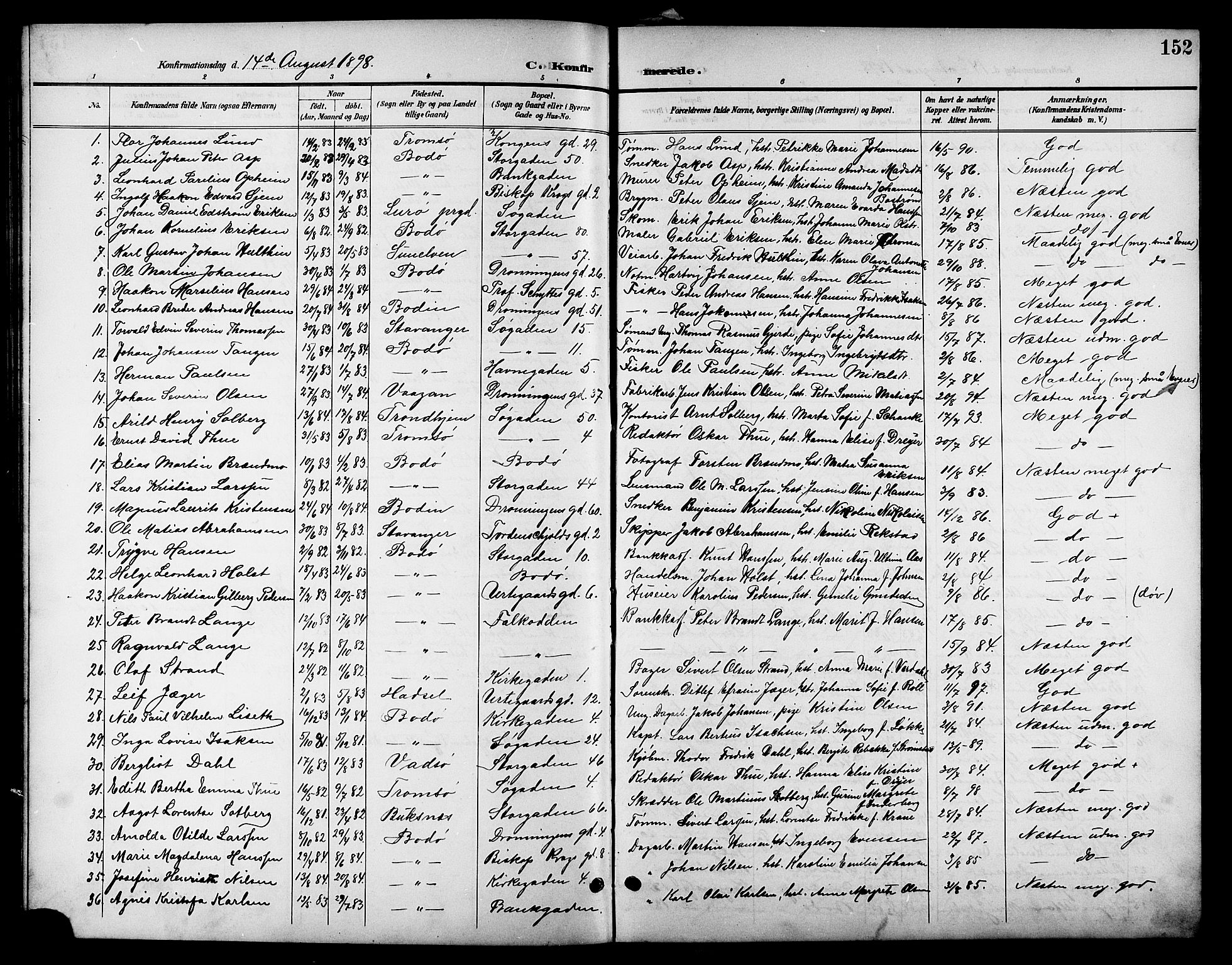Ministerialprotokoller, klokkerbøker og fødselsregistre - Nordland, SAT/A-1459/801/L0033: Parish register (copy) no. 801C08, 1898-1910, p. 152