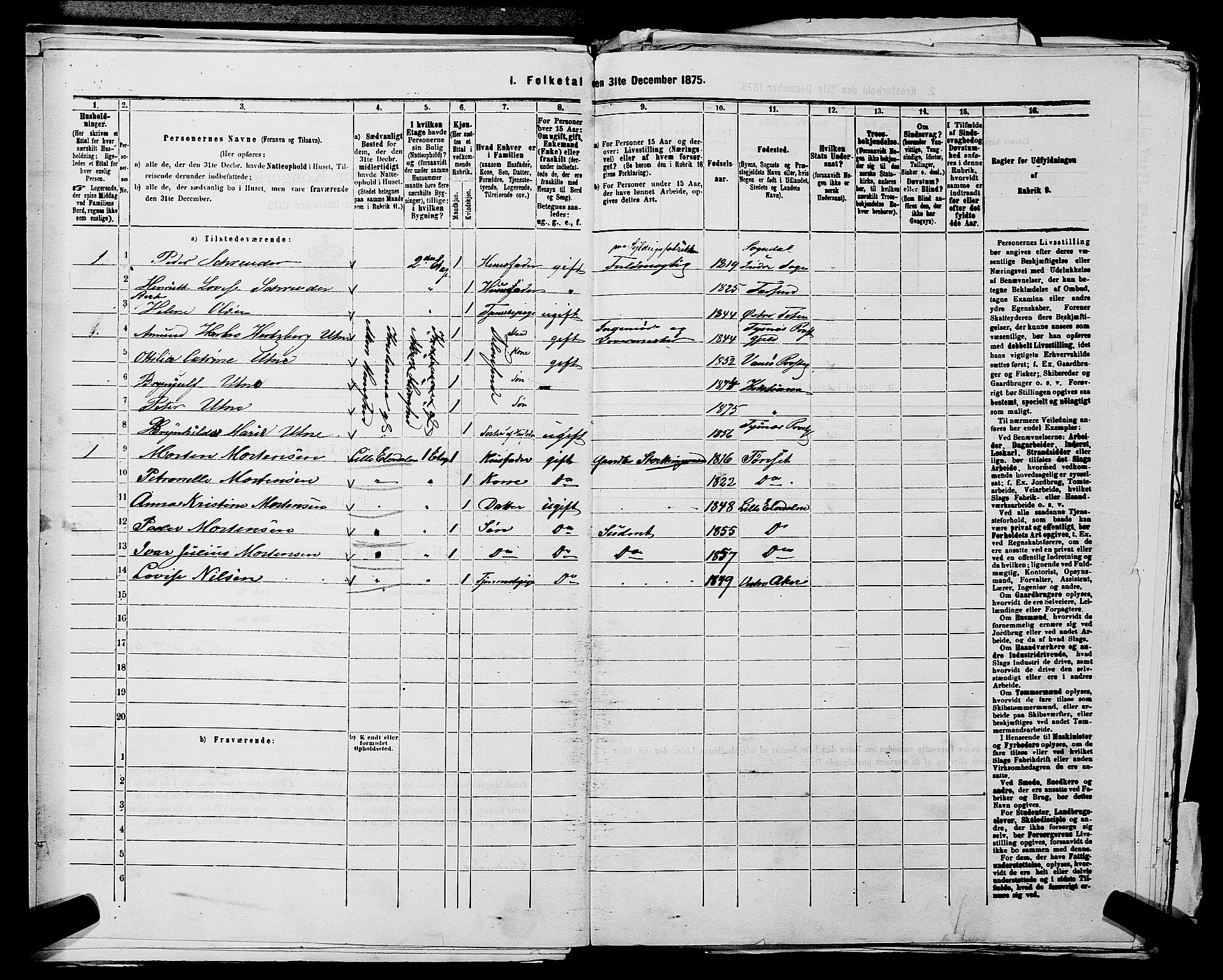 RA, 1875 census for 0218aP Vestre Aker, 1875, p. 2199