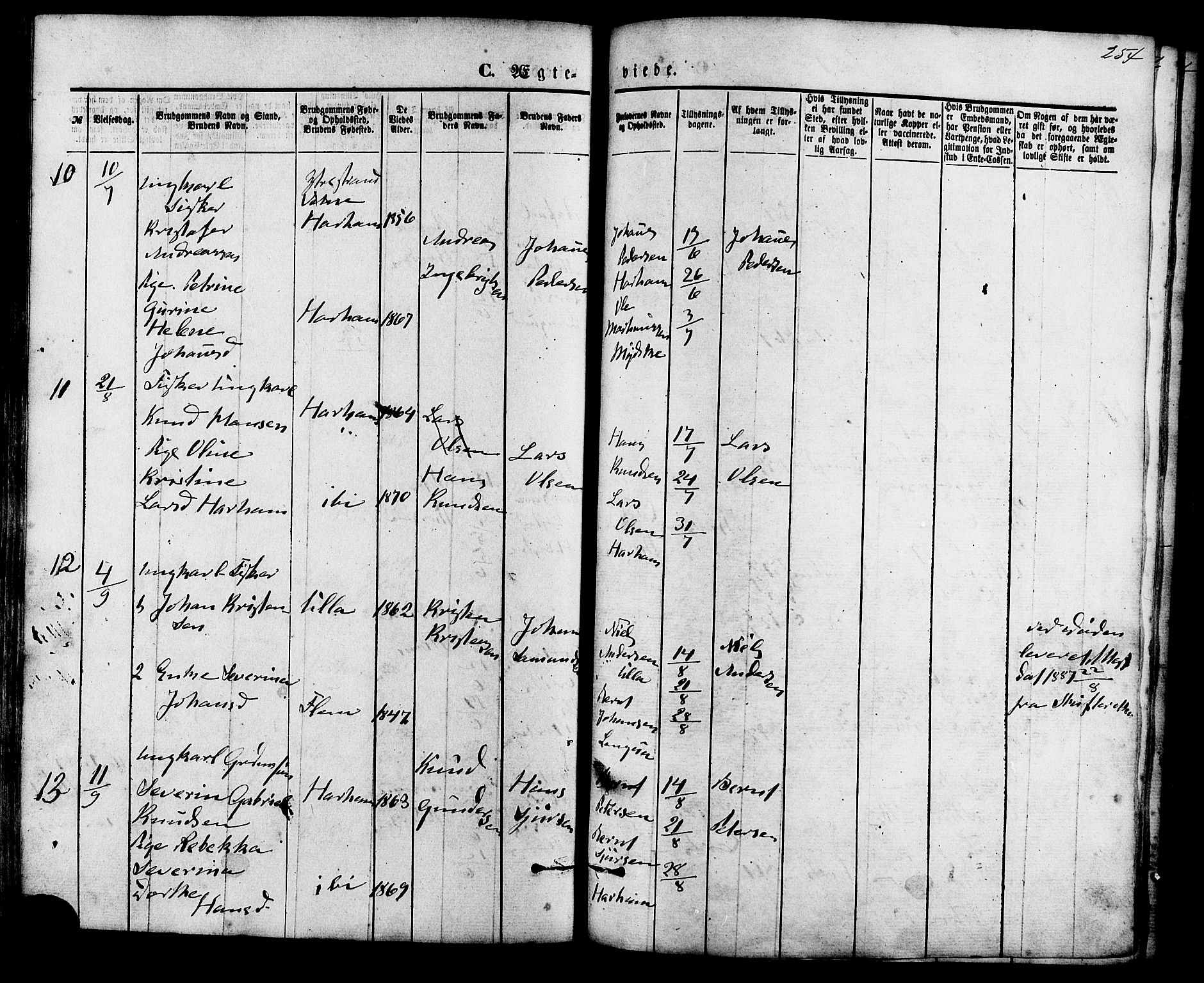 Ministerialprotokoller, klokkerbøker og fødselsregistre - Møre og Romsdal, AV/SAT-A-1454/536/L0500: Parish register (official) no. 536A09, 1876-1889, p. 254