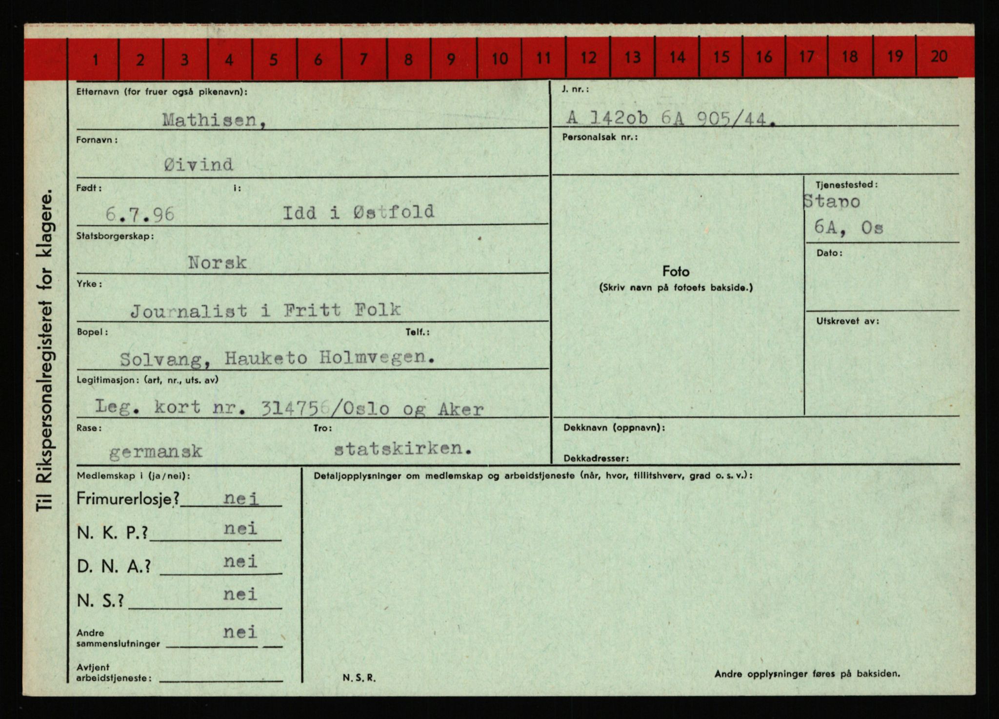 Statspolitiet - Hovedkontoret / Osloavdelingen, AV/RA-S-1329/C/Ca/L0010: Lind - Moksnes, 1943-1945, p. 3385