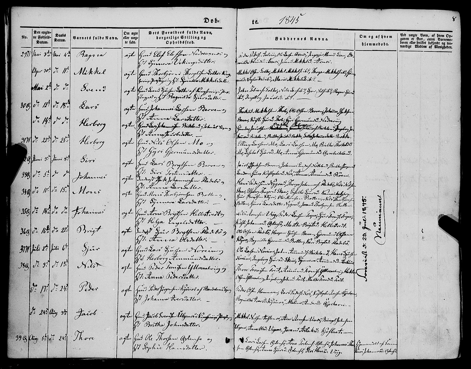 Kvam sokneprestembete, SAB/A-76201/H/Haa: Parish register (official) no. A 8, 1844-1863, p. 8