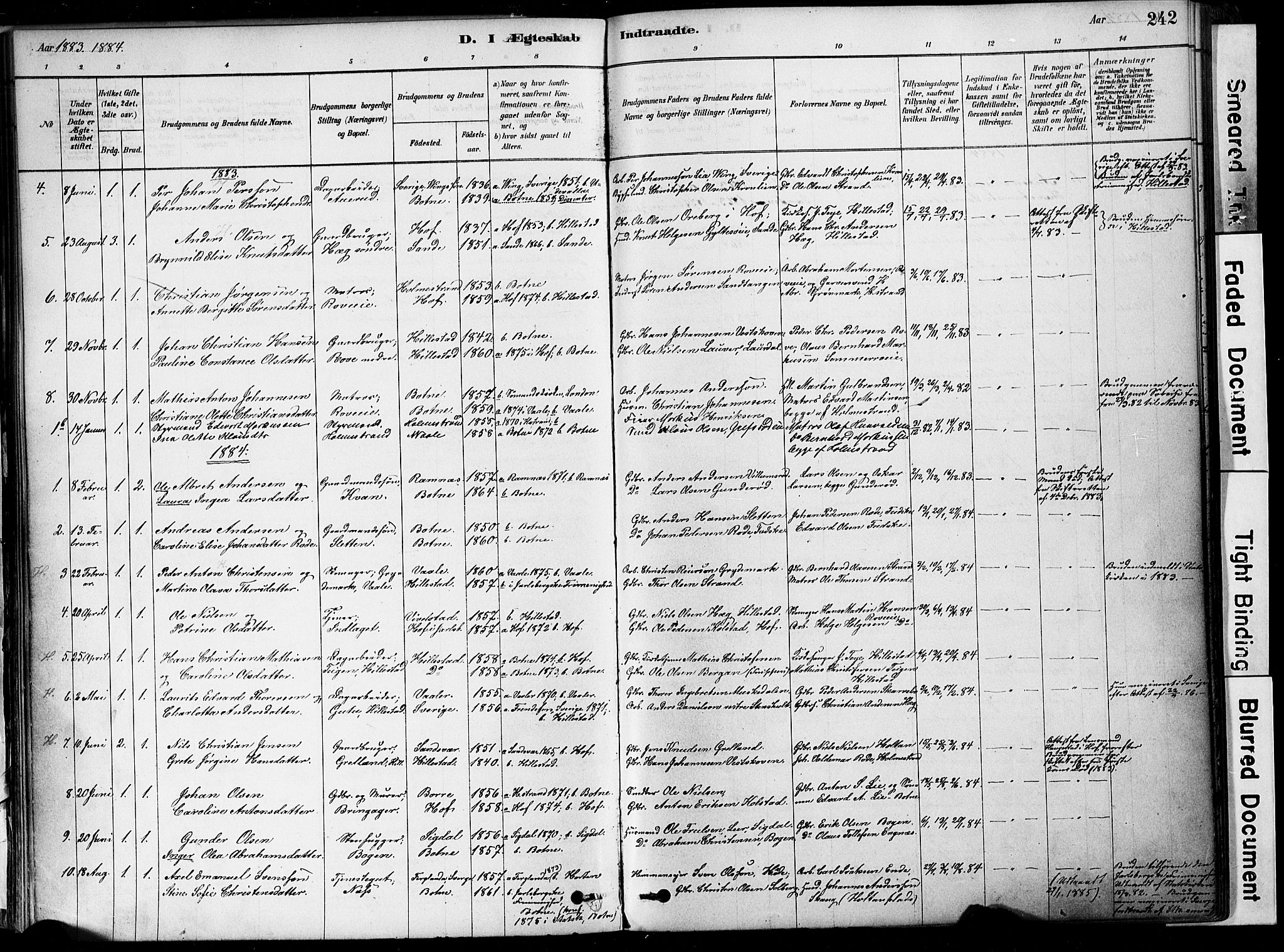 Botne kirkebøker, SAKO/A-340/F/Fa/L0007: Parish register (official) no. I 7, 1878-1910, p. 242