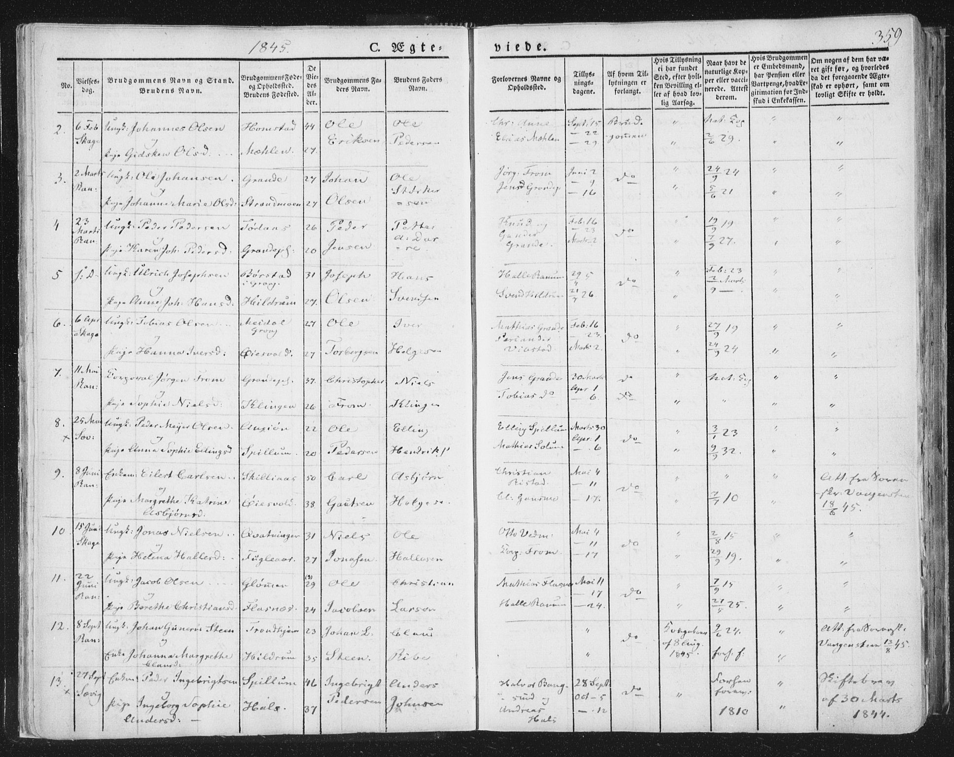Ministerialprotokoller, klokkerbøker og fødselsregistre - Nord-Trøndelag, SAT/A-1458/764/L0552: Parish register (official) no. 764A07b, 1824-1865, p. 359