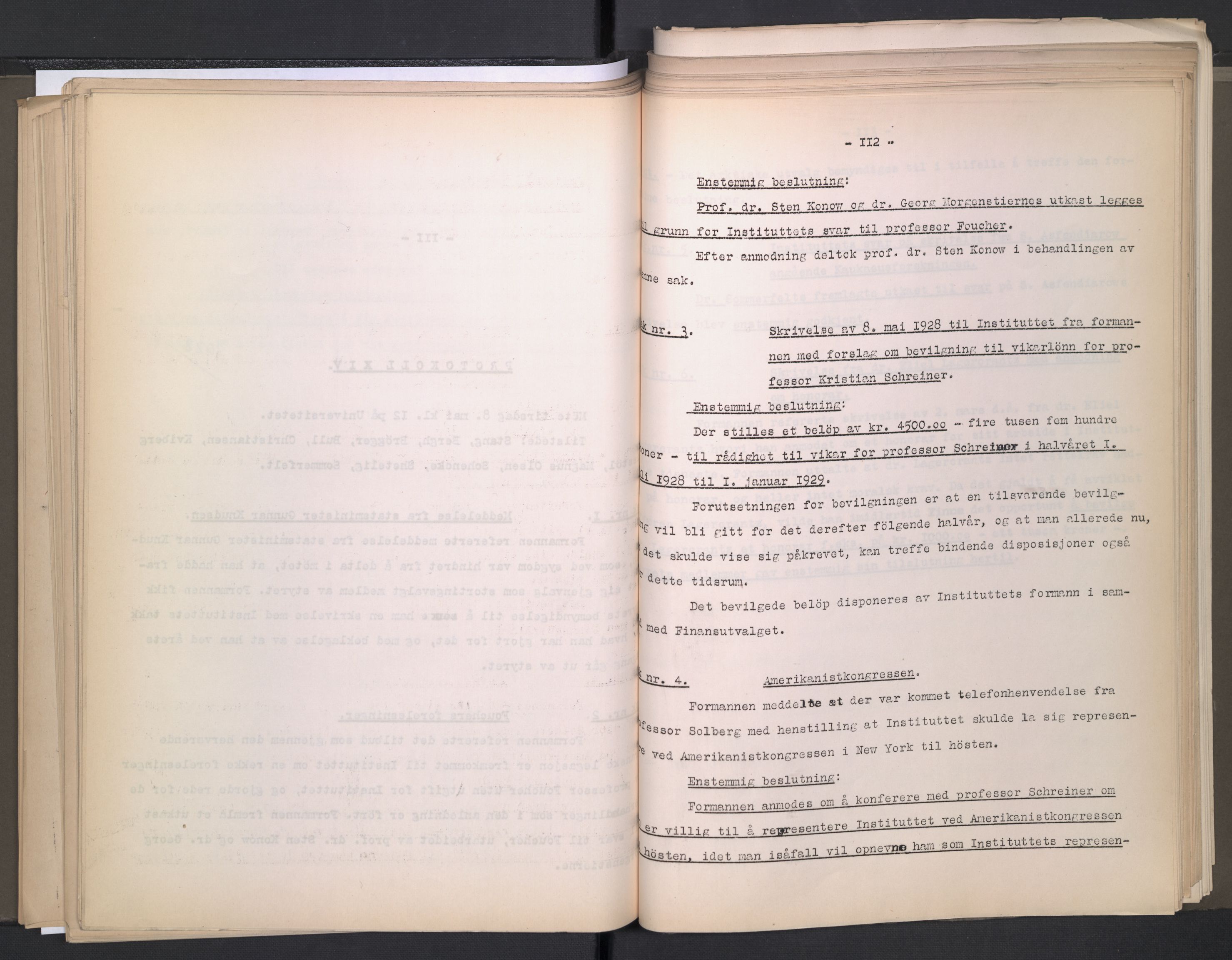 Instituttet for sammenlignende kulturforskning, AV/RA-PA-0424/A/L0005: Styreprotokoll, 1923-1930, p. 111