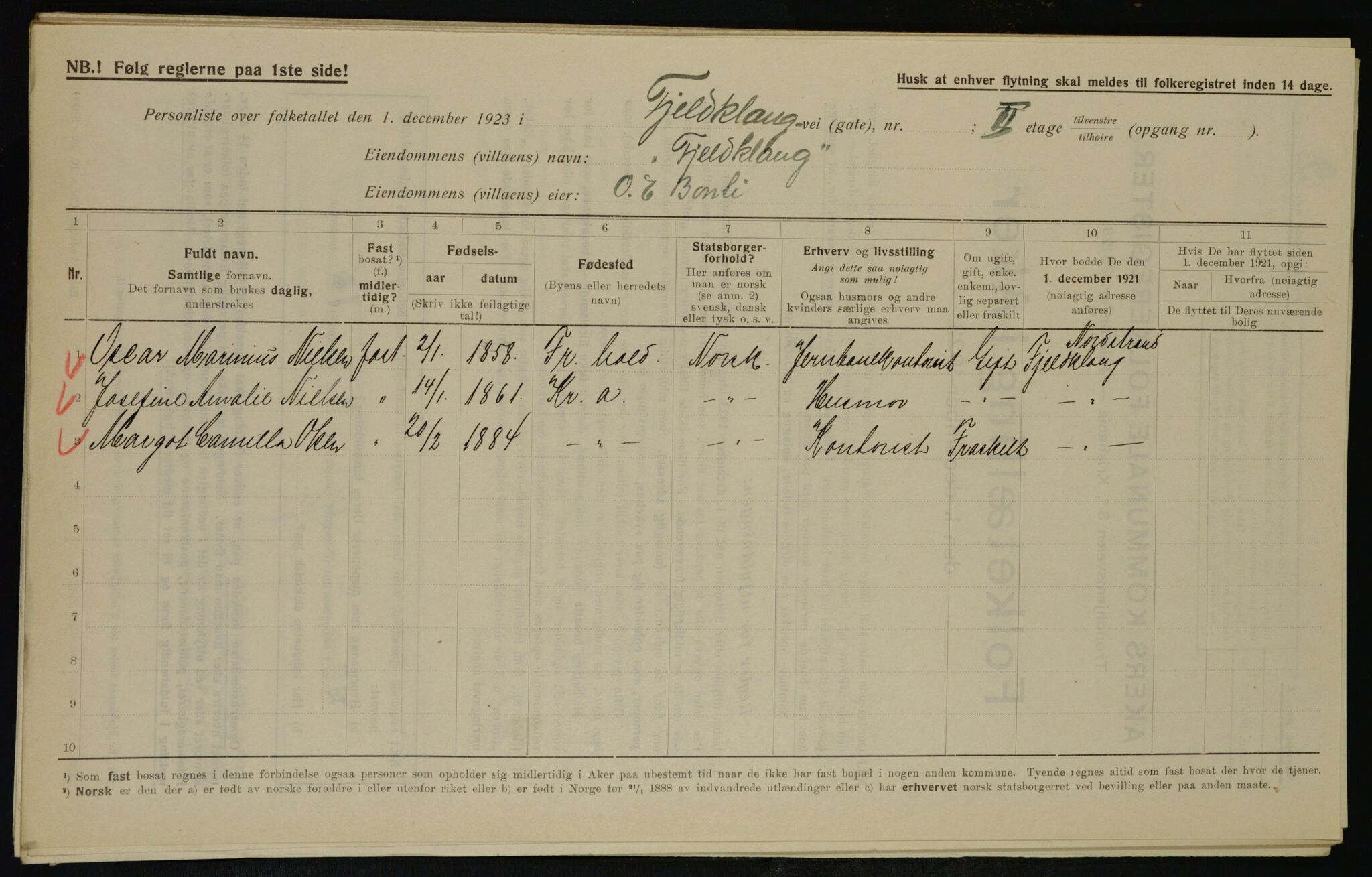 , Municipal Census 1923 for Aker, 1923, p. 38802