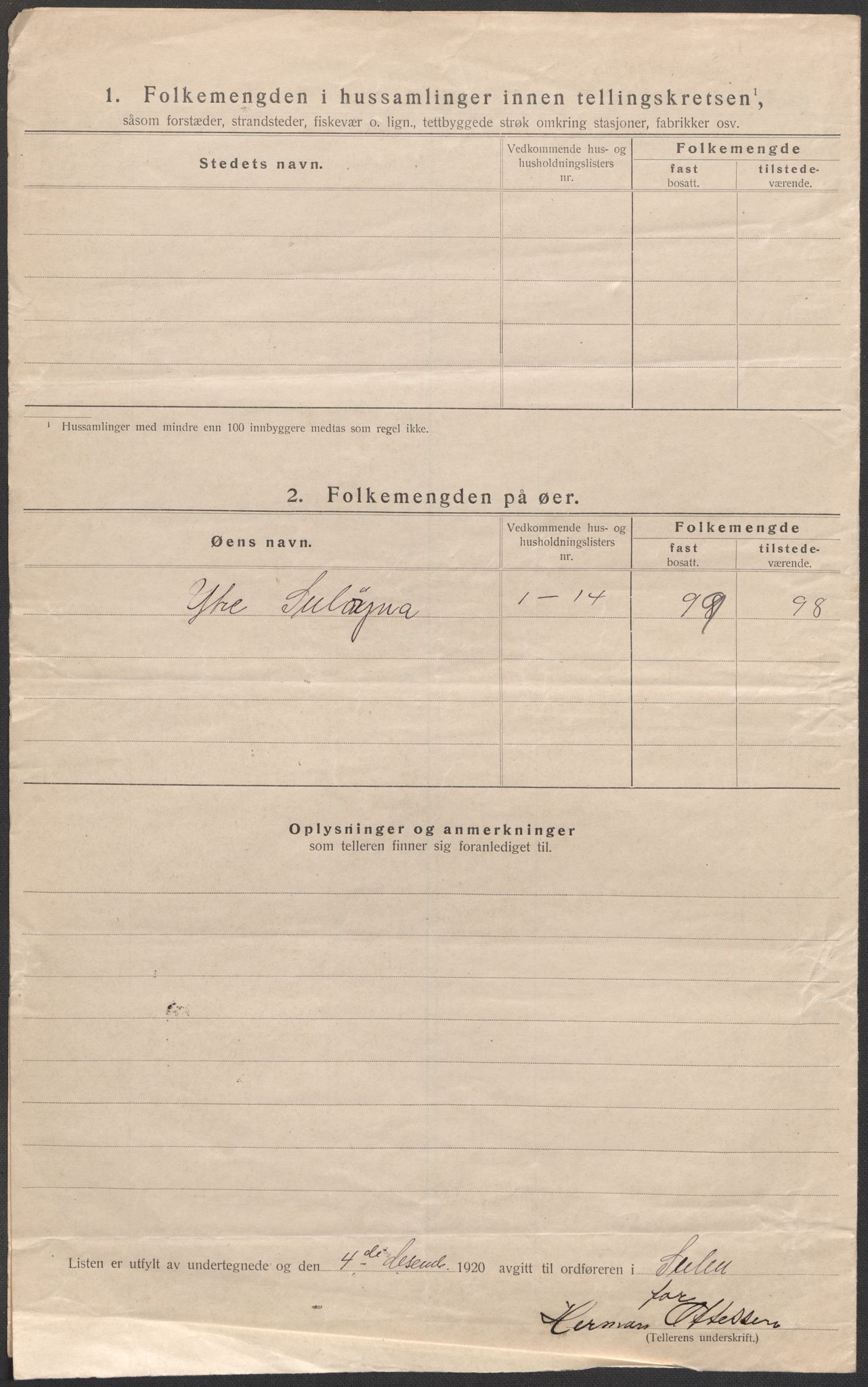 SAB, 1920 census for Solund, 1920, p. 13