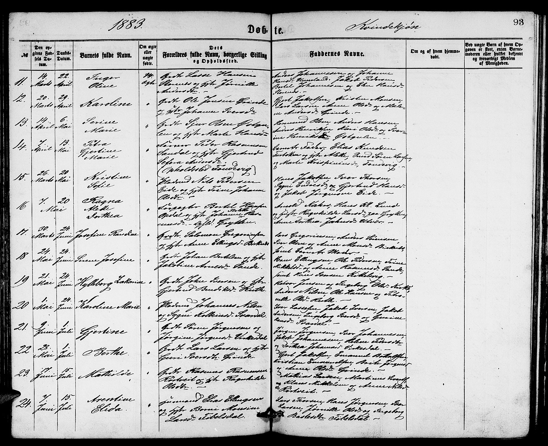 Gulen sokneprestembete, AV/SAB-A-80201/H/Hab/Habb/L0002: Parish register (copy) no. B 2, 1867-1883, p. 93
