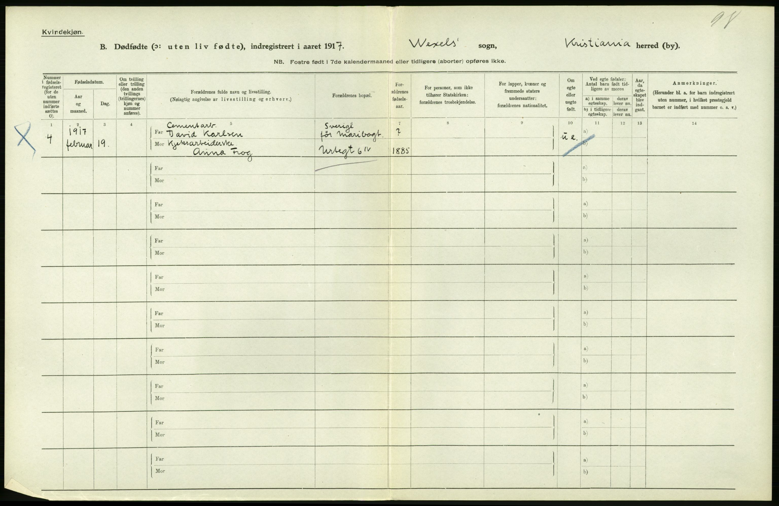 Statistisk sentralbyrå, Sosiodemografiske emner, Befolkning, RA/S-2228/D/Df/Dfb/Dfbg/L0011: Kristiania: Døde, dødfødte., 1917, p. 632