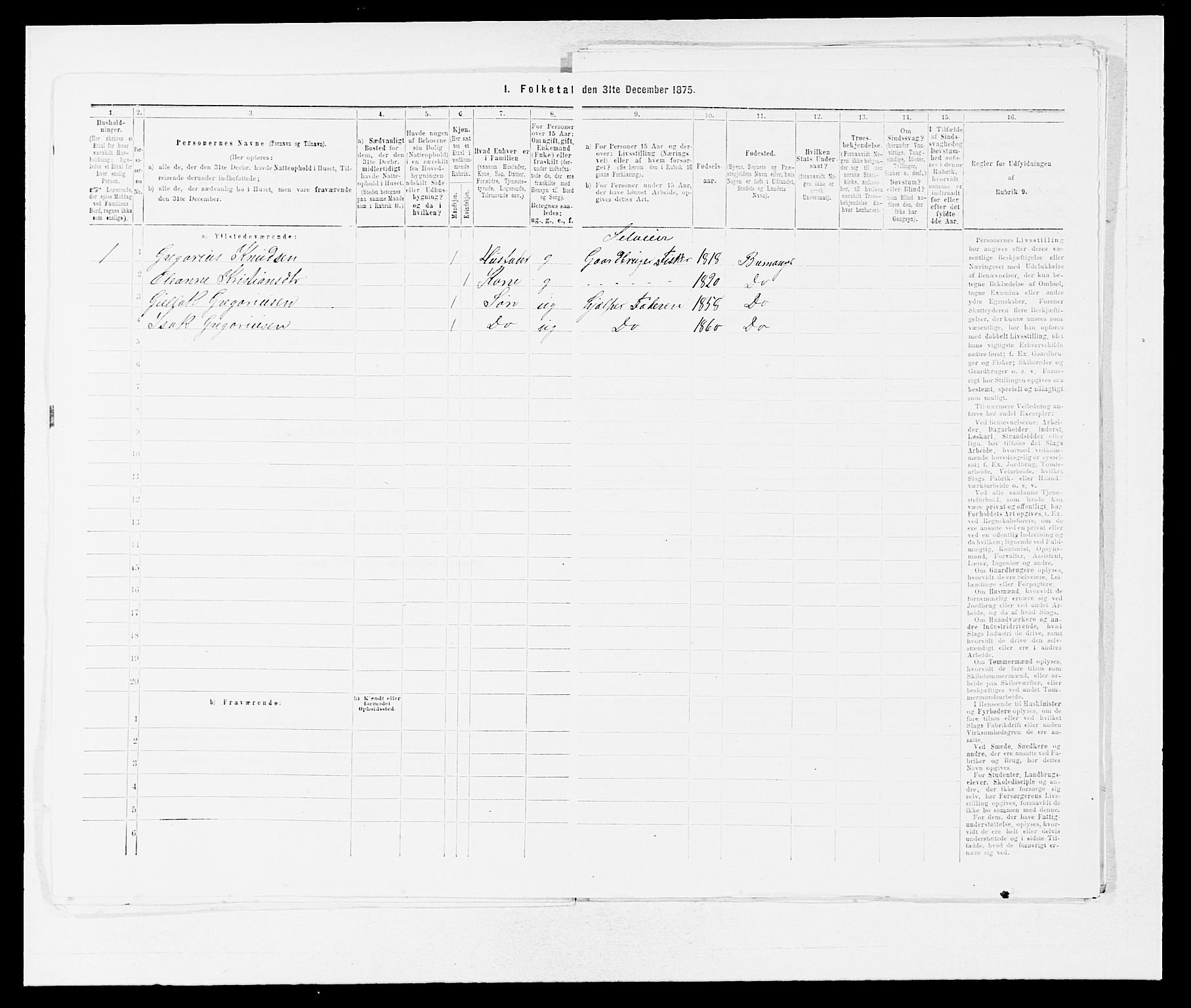 SAB, 1875 Census for 1438P Bremanger, 1875, p. 610