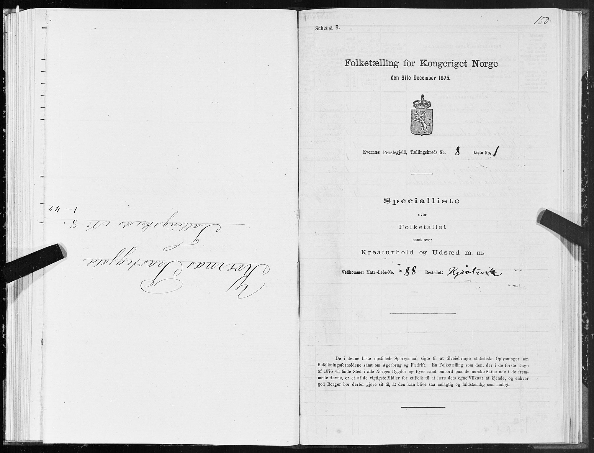 SAT, 1875 census for 1553P Kvernes, 1875, p. 4150