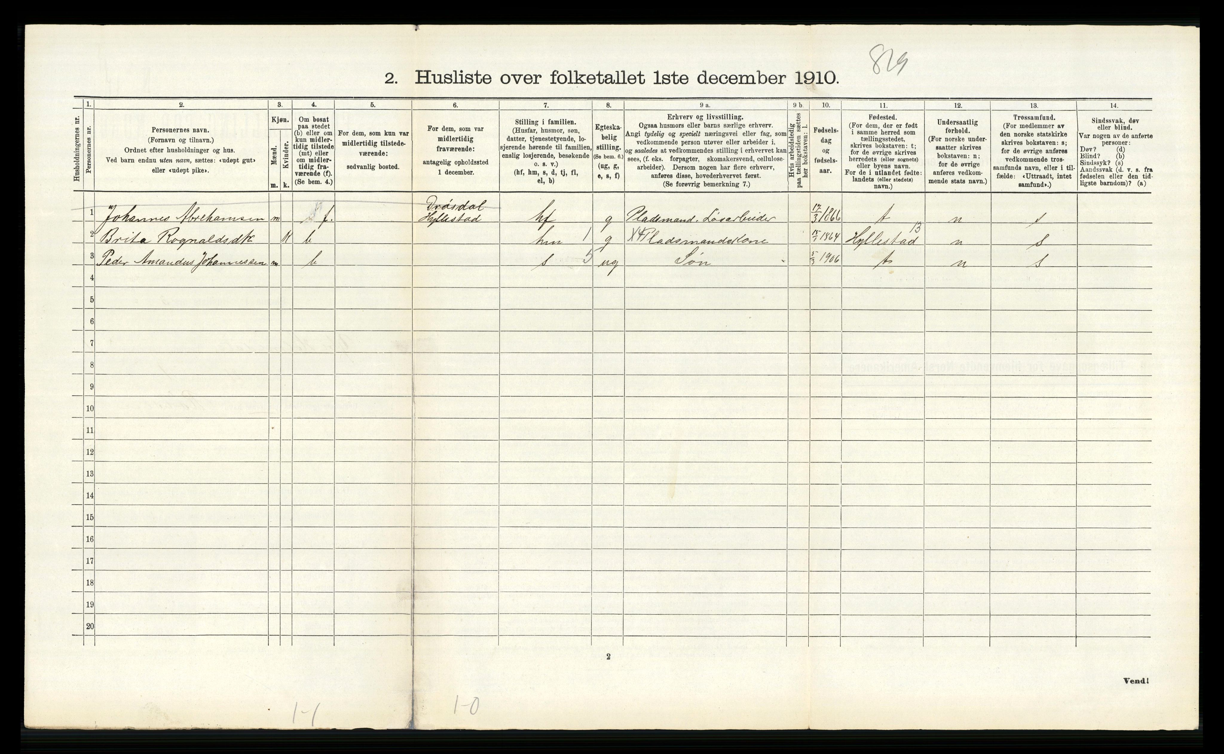 RA, 1910 census for Ytre Holmedal, 1910, p. 337