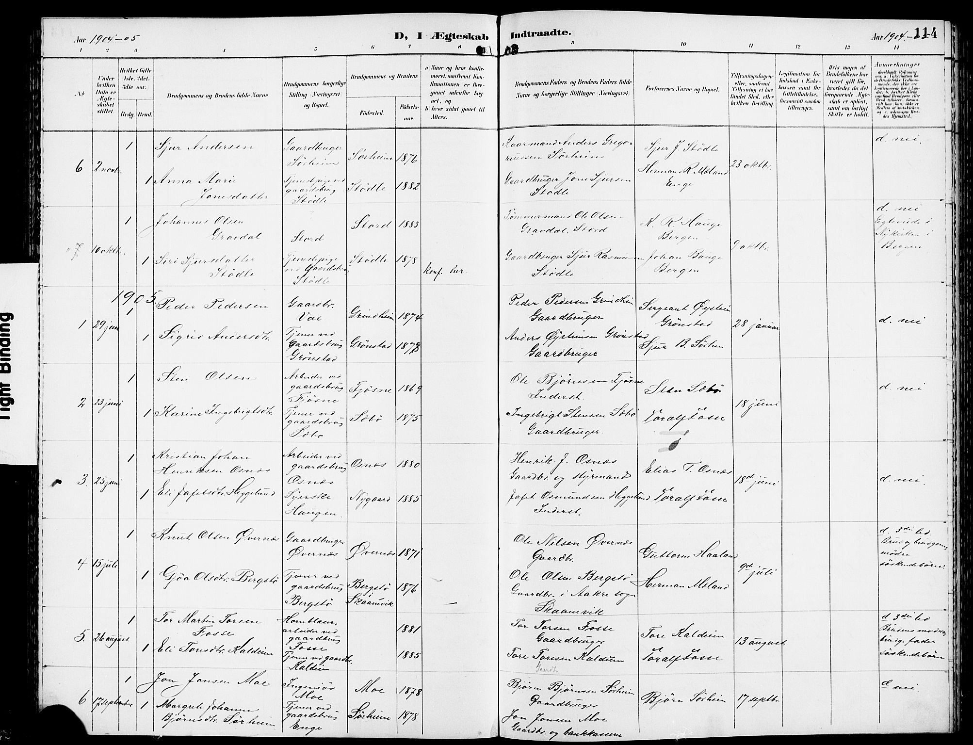Etne sokneprestembete, SAB/A-75001/H/Hab: Parish register (copy) no. A 6, 1897-1924, p. 114