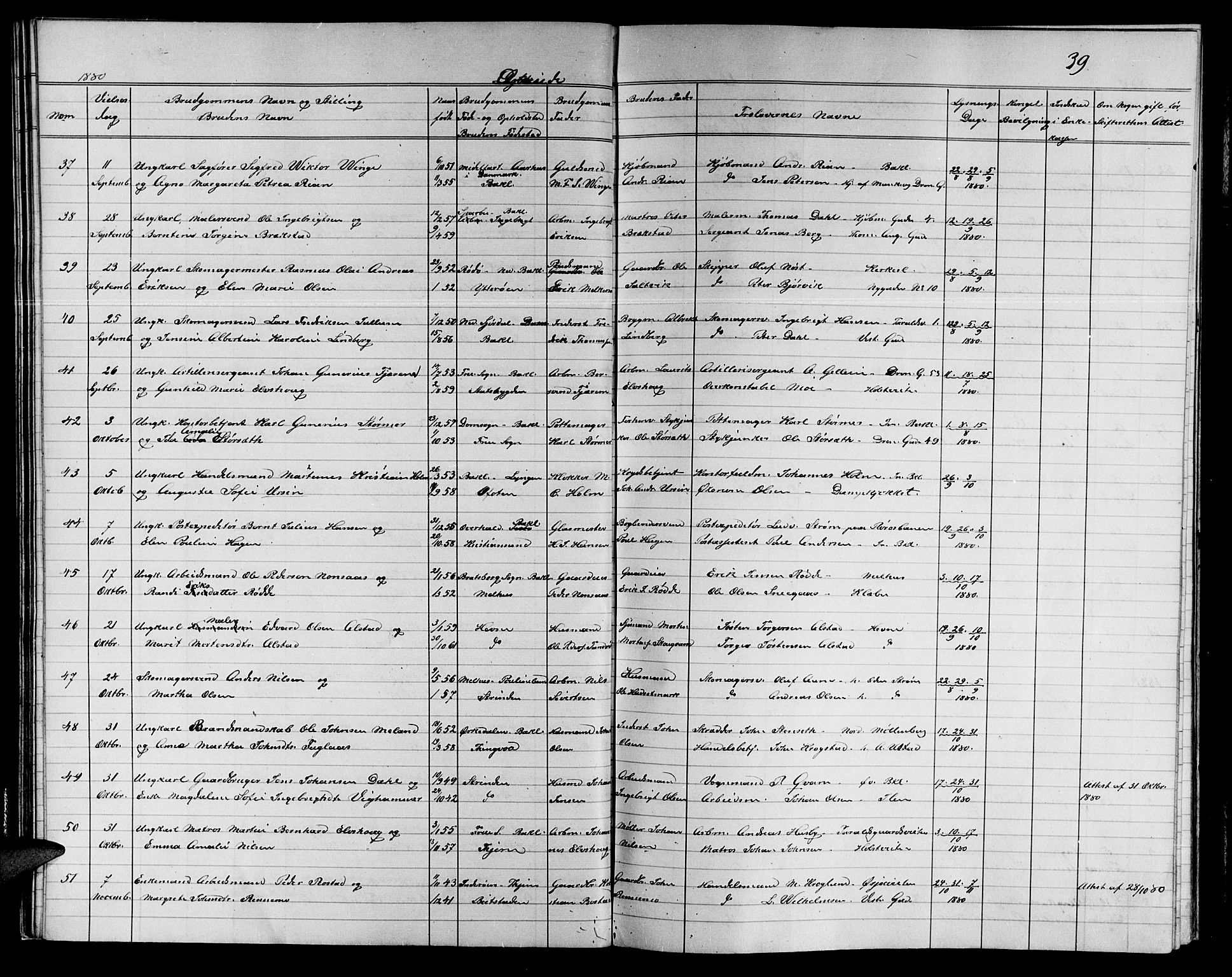 Ministerialprotokoller, klokkerbøker og fødselsregistre - Sør-Trøndelag, SAT/A-1456/604/L0221: Parish register (copy) no. 604C04, 1870-1885, p. 39