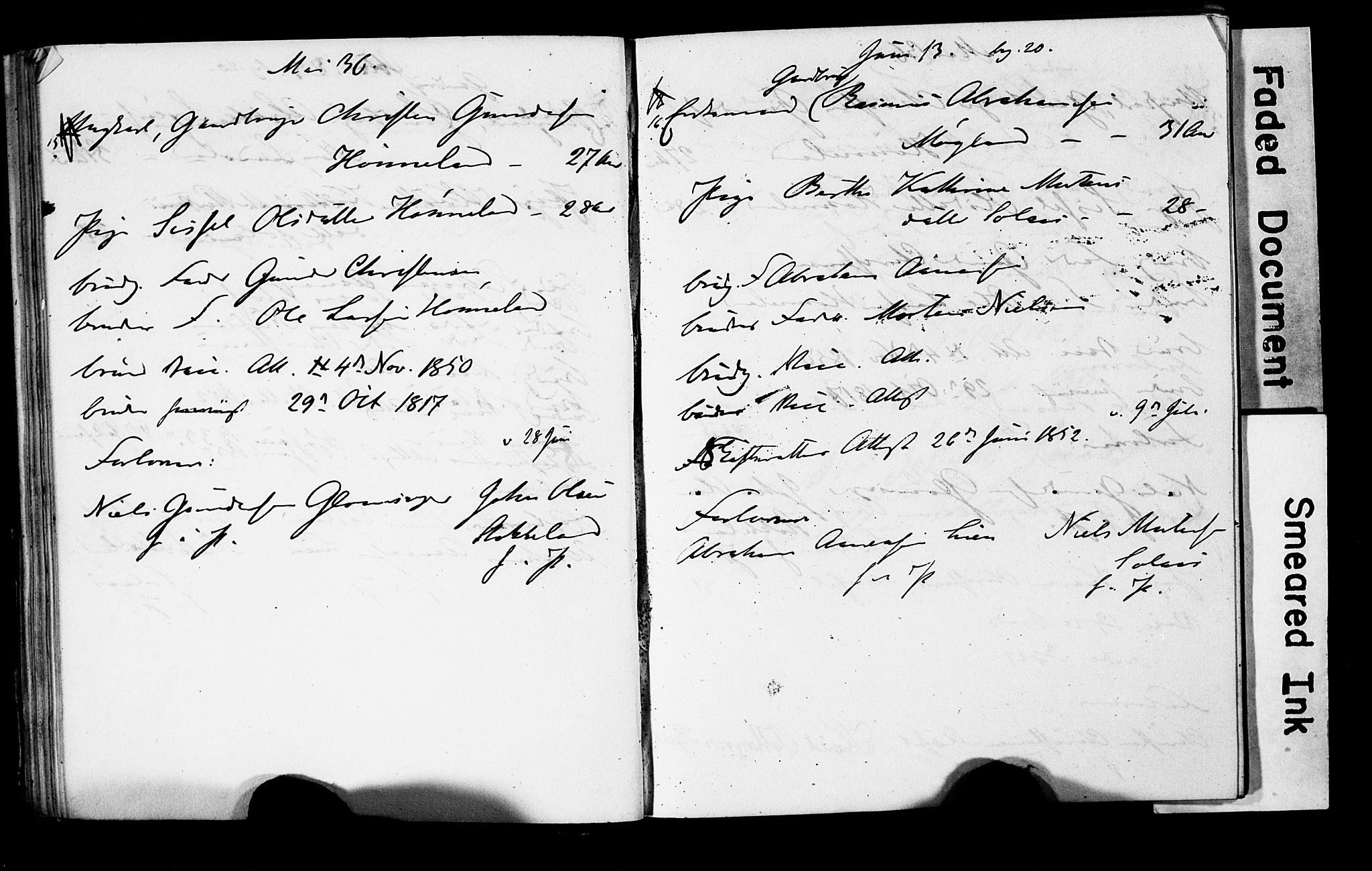 Holum sokneprestkontor, SAK/1111-0022/F/Fe/L0001: Banns register no. II 5 1, 1847-1858, p. 32