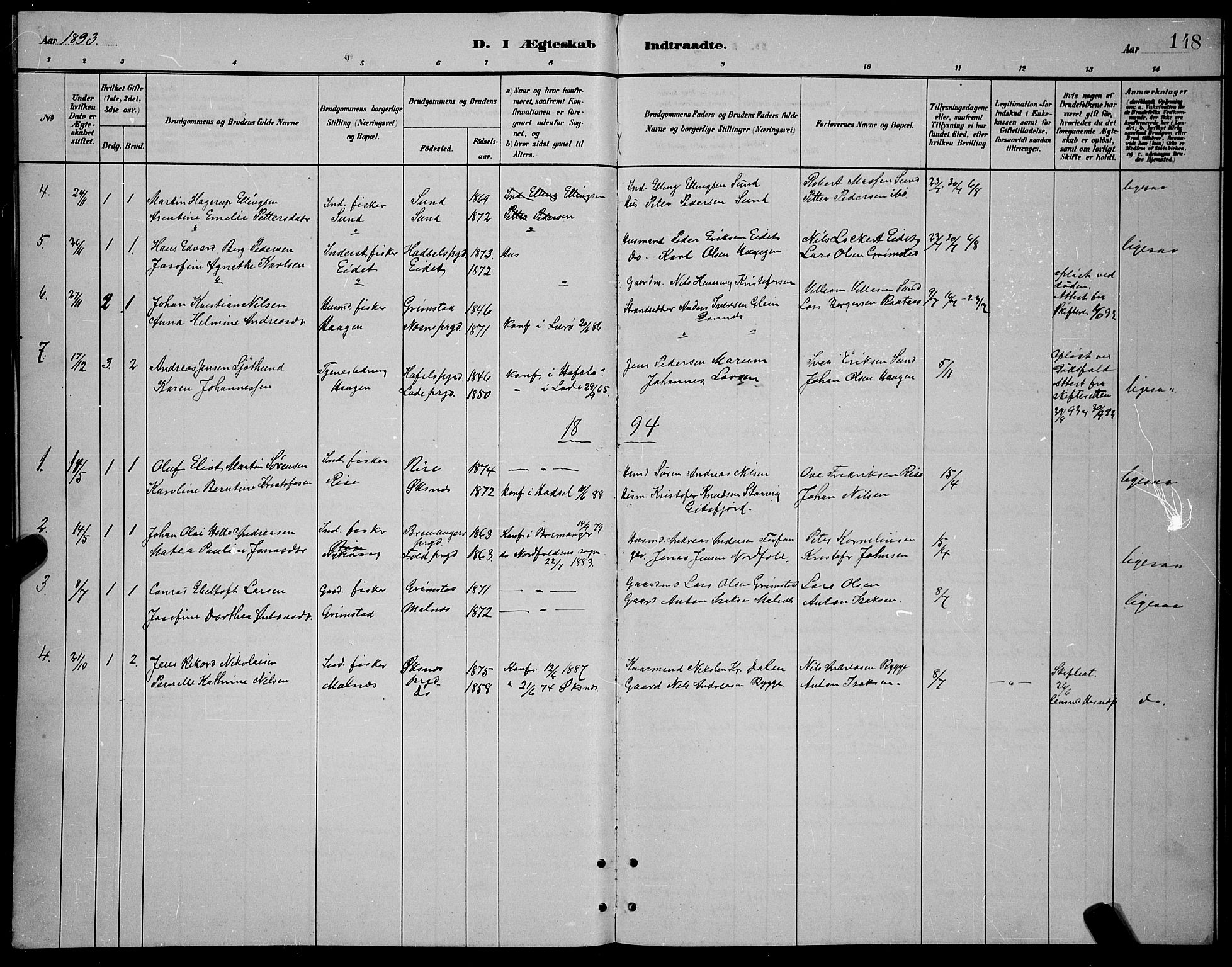 Ministerialprotokoller, klokkerbøker og fødselsregistre - Nordland, AV/SAT-A-1459/892/L1325: Parish register (copy) no. 892C02, 1878-1896, p. 148