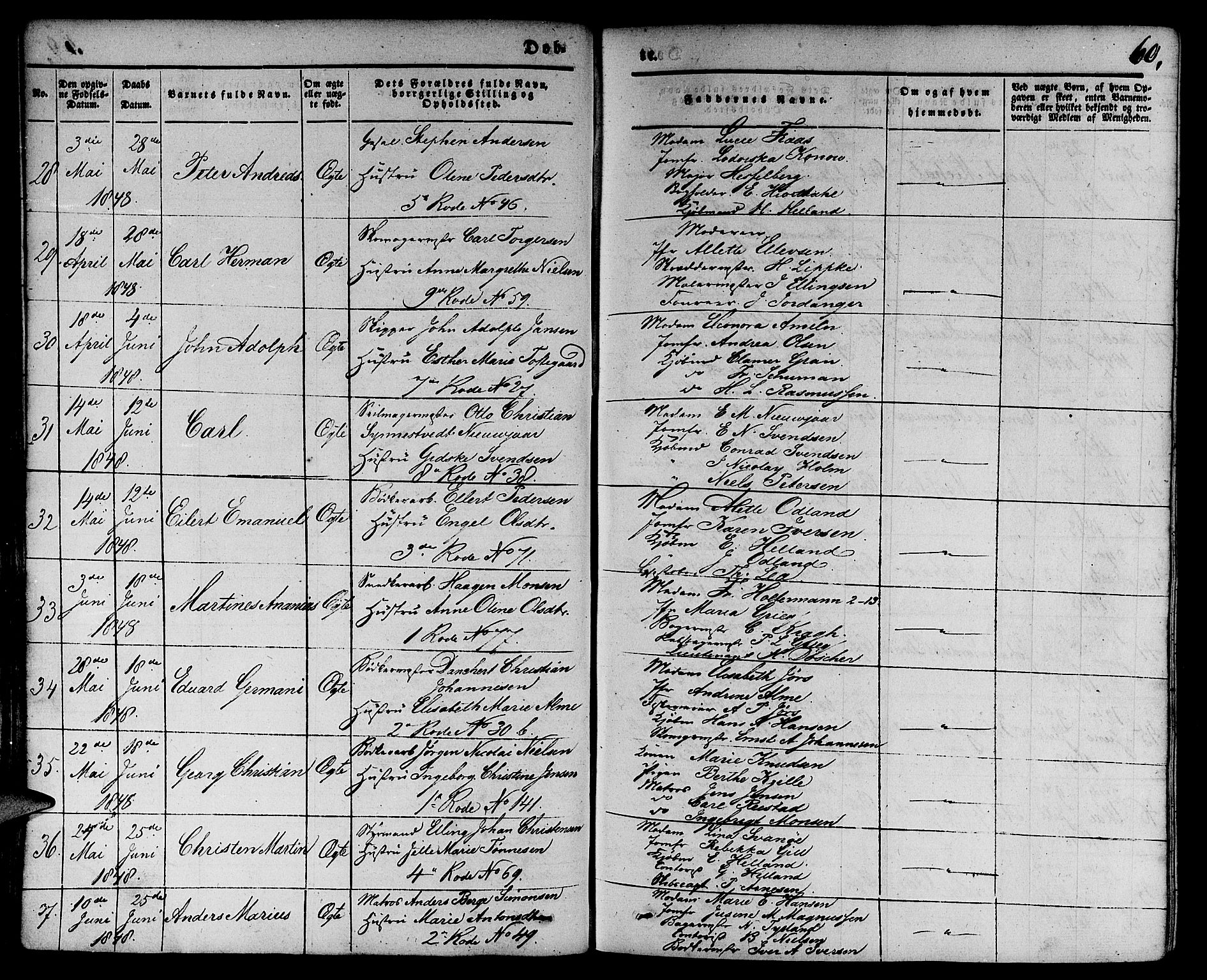 Nykirken Sokneprestembete, SAB/A-77101/H/Hab: Parish register (copy) no. B 1, 1842-1858, p. 60
