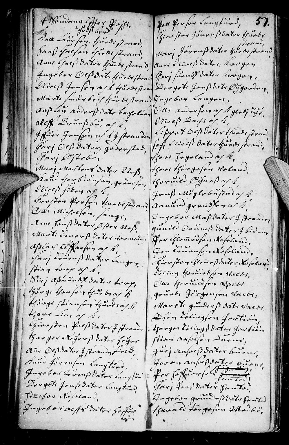 Holt sokneprestkontor, AV/SAK-1111-0021/F/Fb/L0001: Parish register (copy) no. B 1, 1699-1705, p. 57