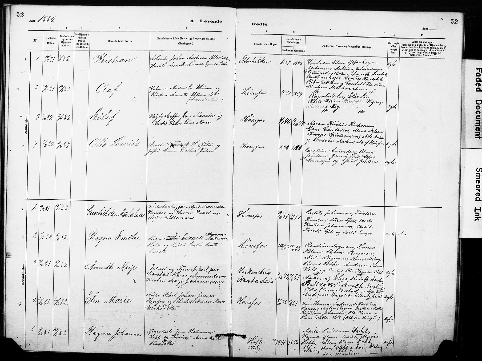 Hønefoss kirkebøker, AV/SAKO-A-609/G/Ga/L0001: Parish register (copy) no. 1, 1870-1887, p. 52