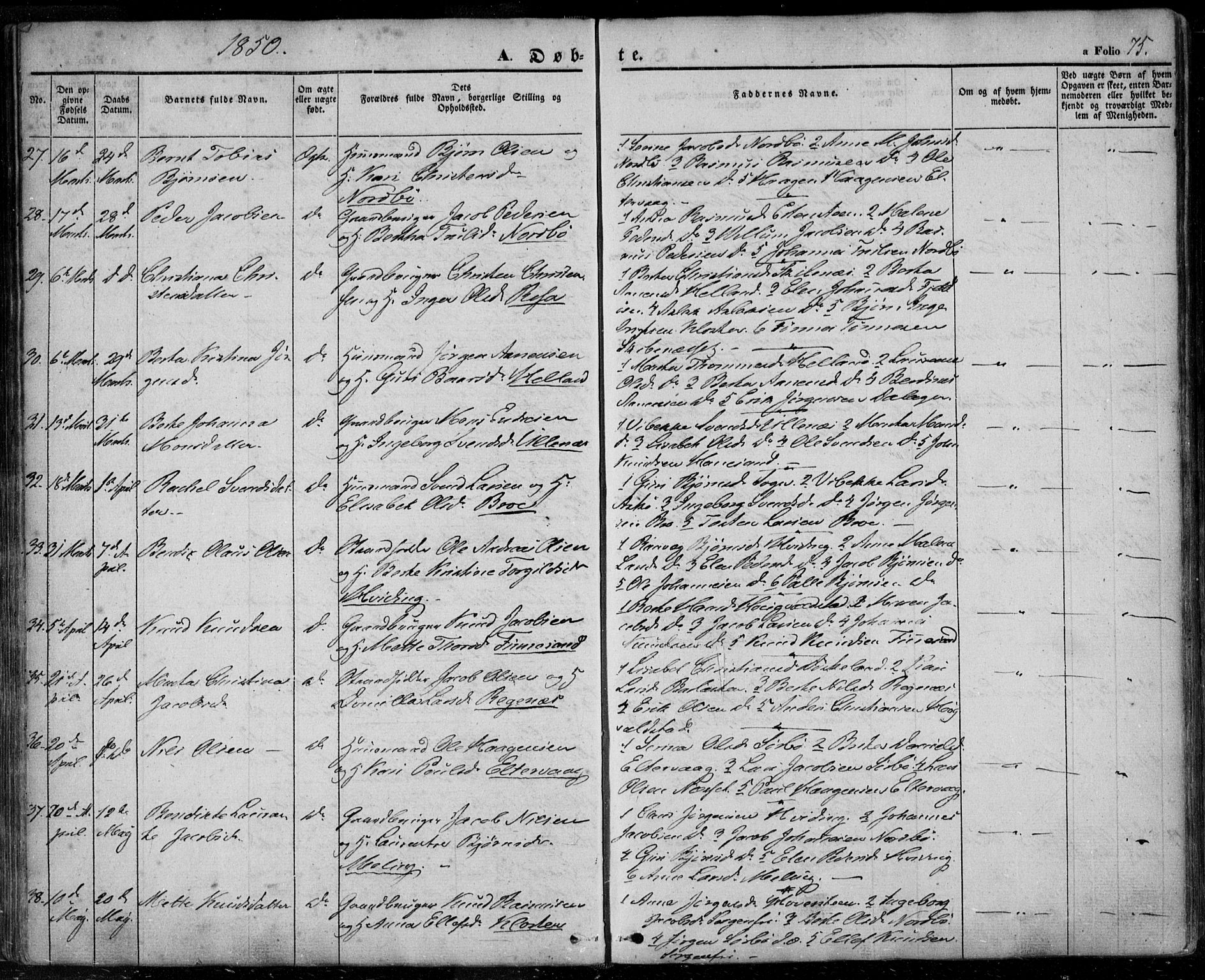 Rennesøy sokneprestkontor, AV/SAST-A -101827/H/Ha/Haa/L0005: Parish register (official) no. A 5, 1838-1859, p. 75