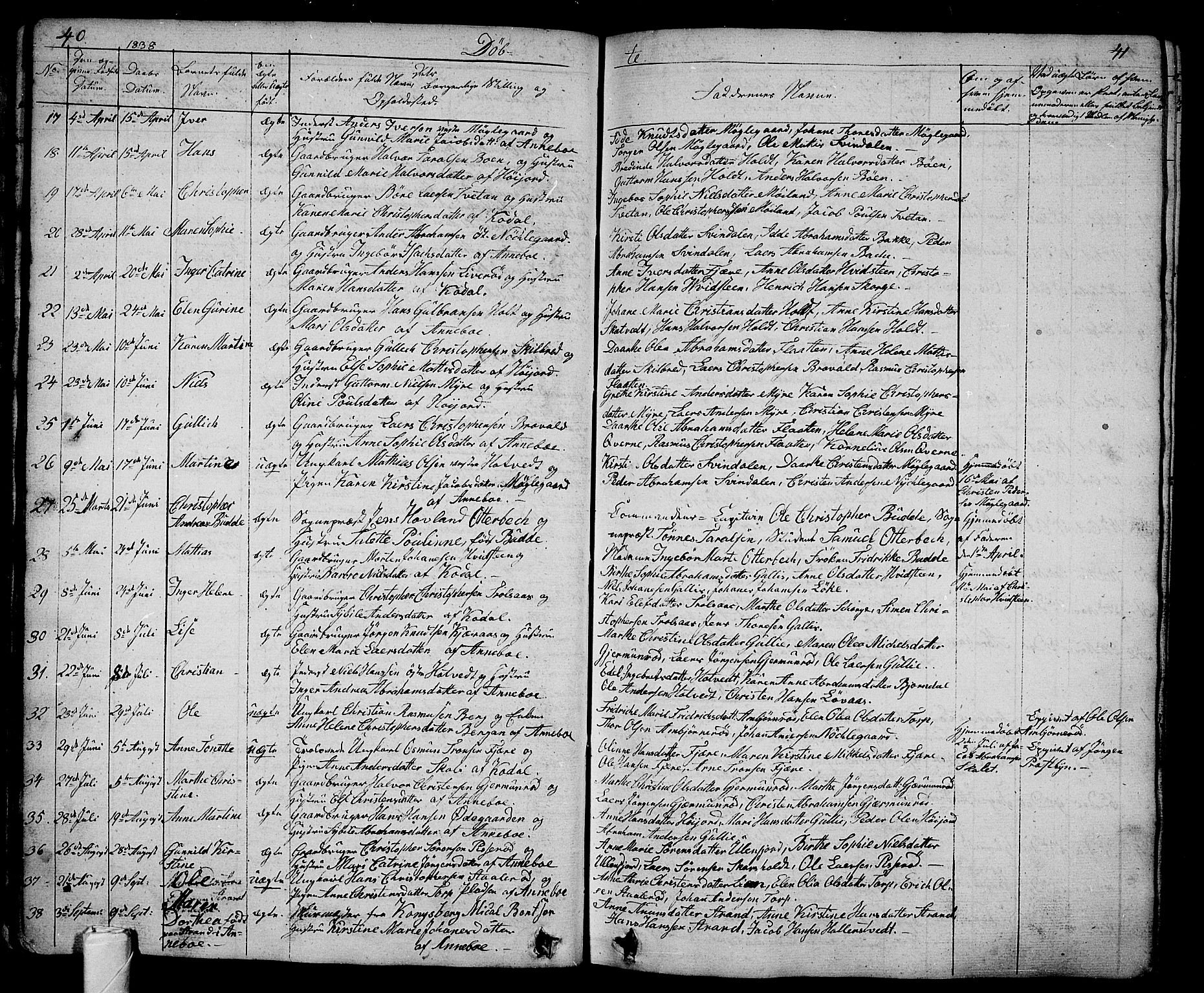 Andebu kirkebøker, AV/SAKO-A-336/G/Ga/L0003: Parish register (copy) no. I 3, 1832-1867, p. 40-41