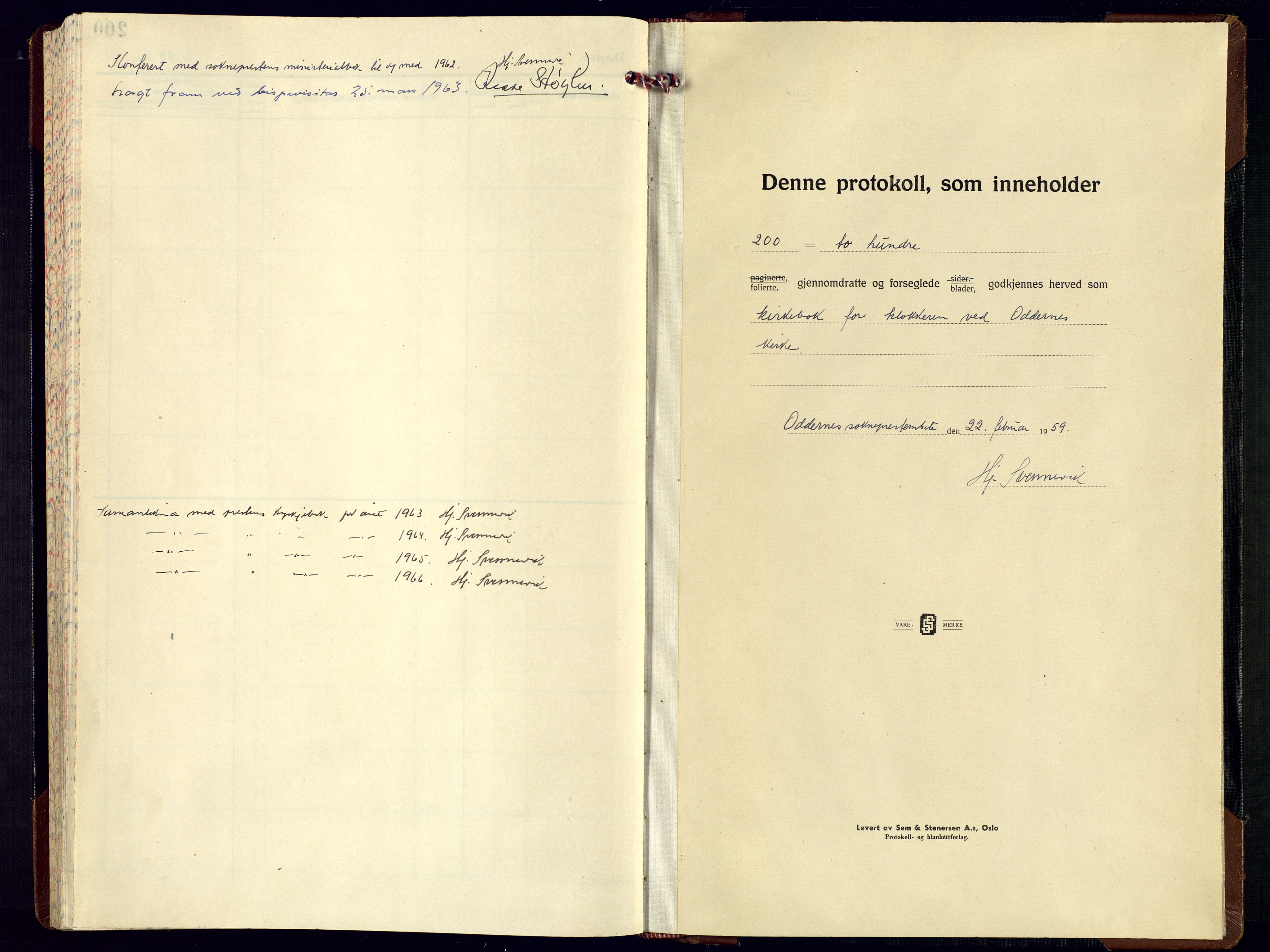 Oddernes sokneprestkontor, SAK/1111-0033/F/Fb/Fba/L0013: Parish register (copy) no. B-13, 1959-1966