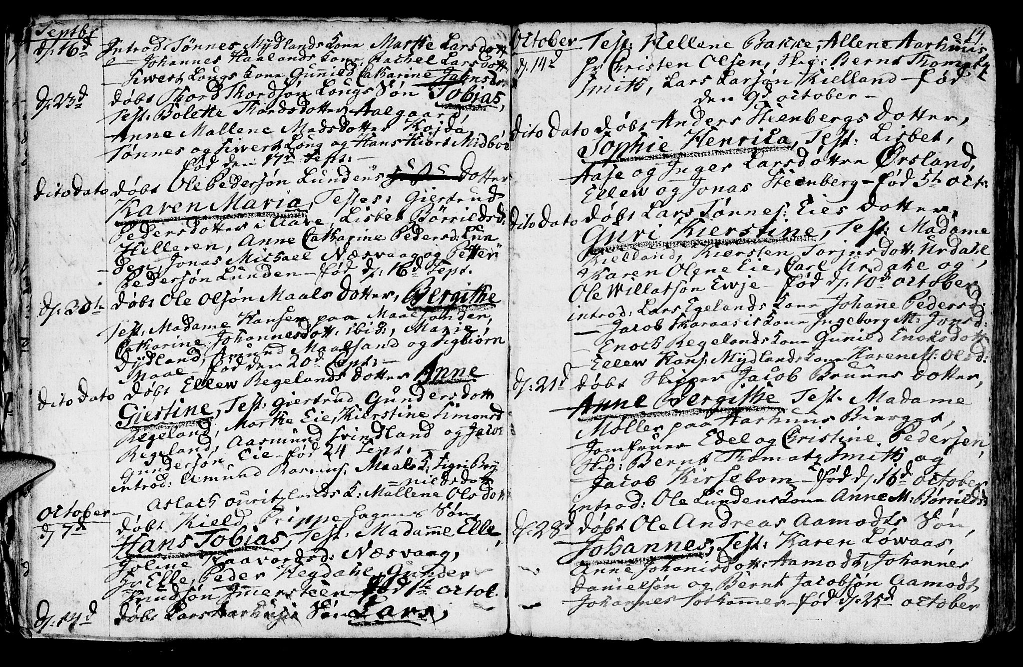 Sokndal sokneprestkontor, AV/SAST-A-101808: Parish register (official) no. A 5, 1806-1826, p. 14