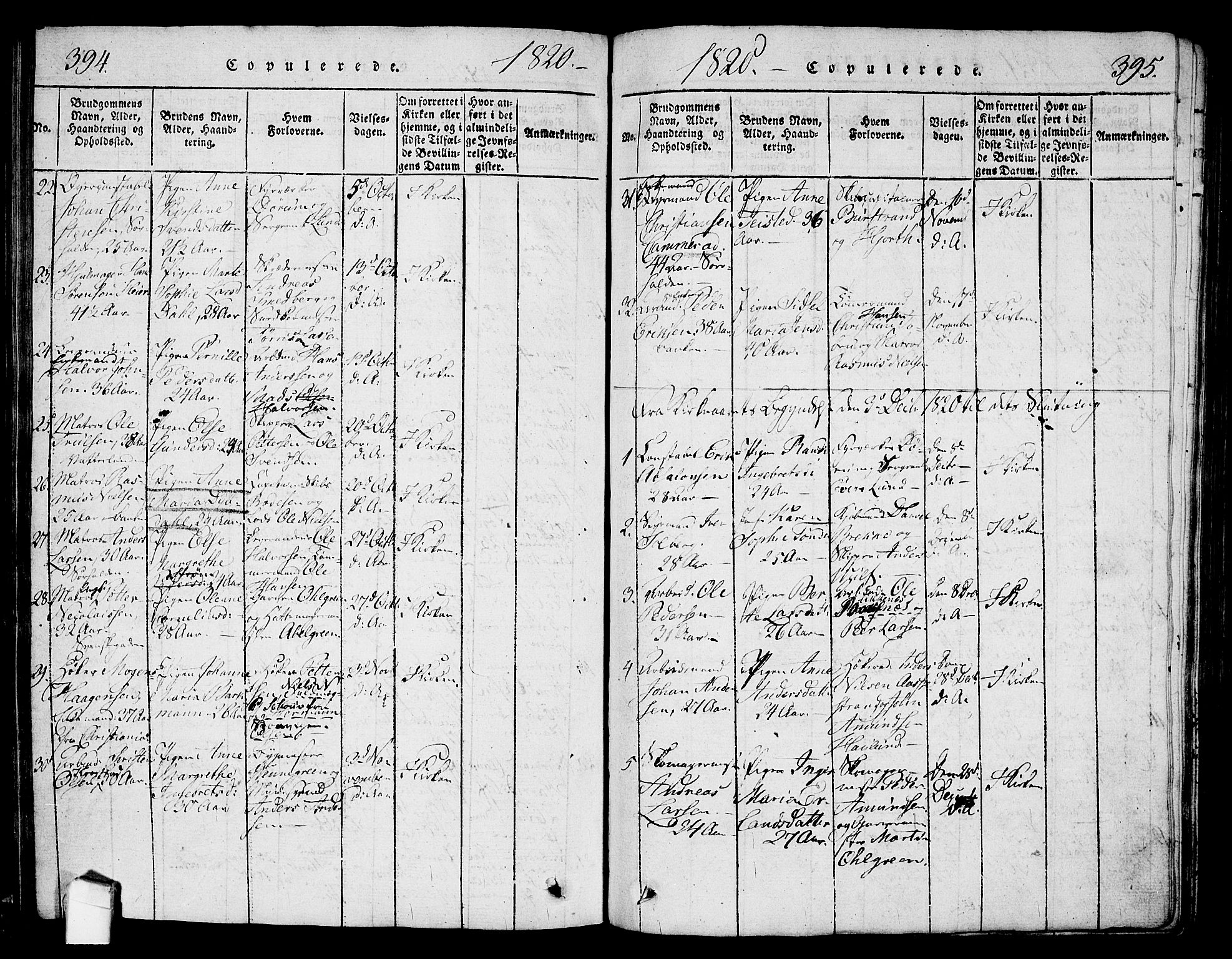 Halden prestekontor Kirkebøker, SAO/A-10909/G/Ga/L0001: Parish register (copy) no. 1, 1815-1833, p. 394-395