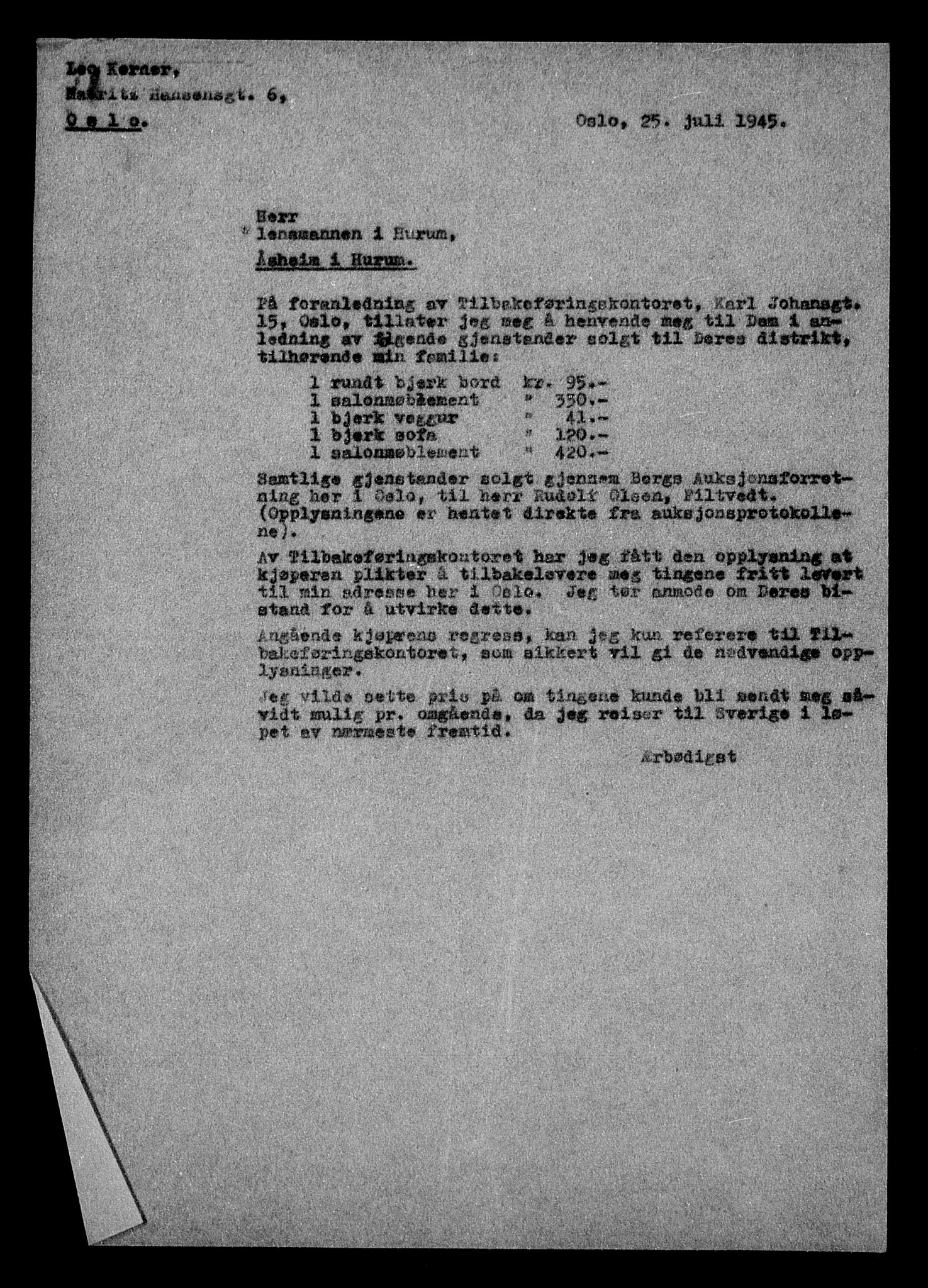 Justisdepartementet, Tilbakeføringskontoret for inndratte formuer, AV/RA-S-1564/H/Hc/Hcc/L0951: --, 1945-1947, p. 318