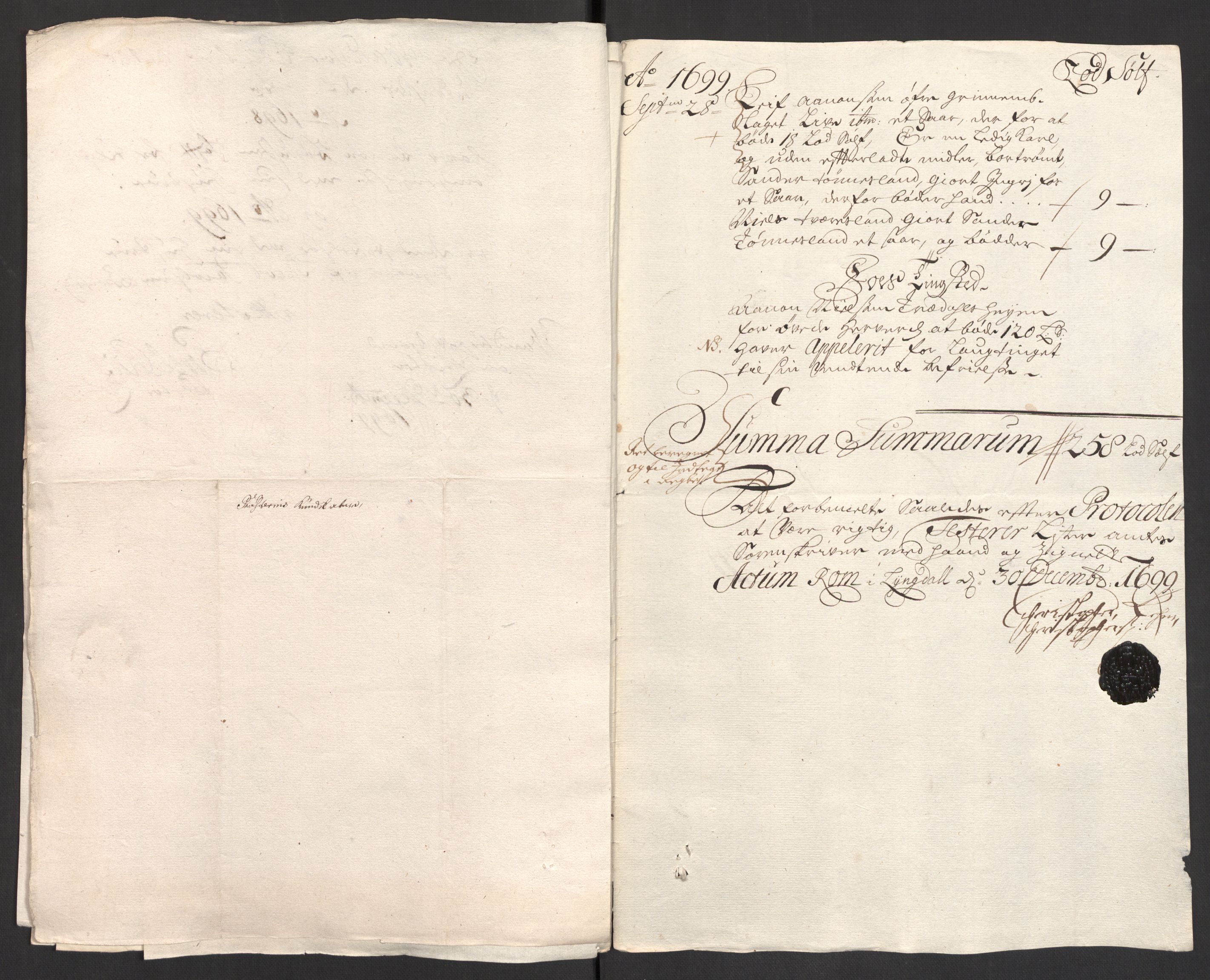 Rentekammeret inntil 1814, Reviderte regnskaper, Fogderegnskap, AV/RA-EA-4092/R43/L2547: Fogderegnskap Lista og Mandal, 1698-1699, p. 180