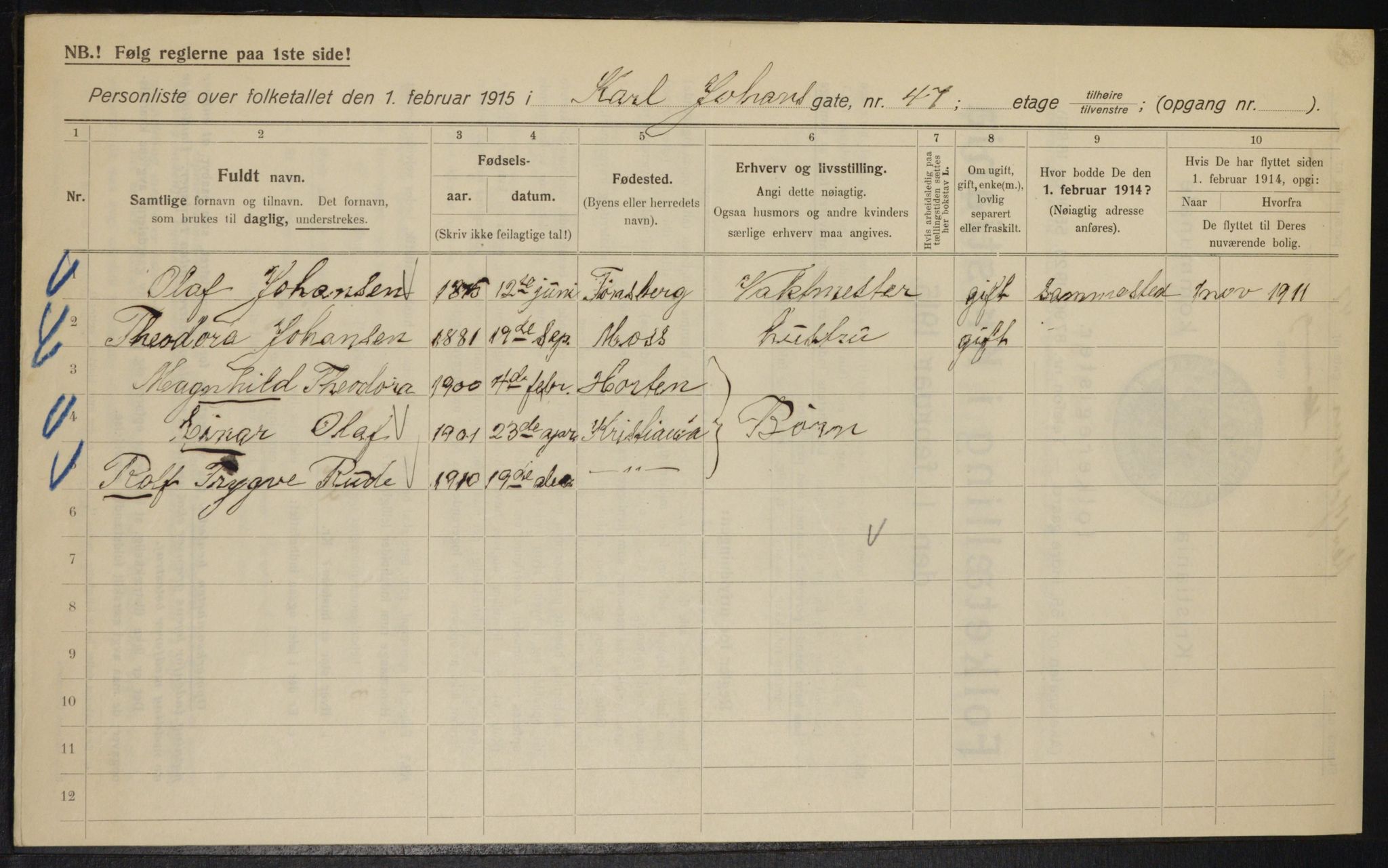 OBA, Municipal Census 1915 for Kristiania, 1915, p. 48426