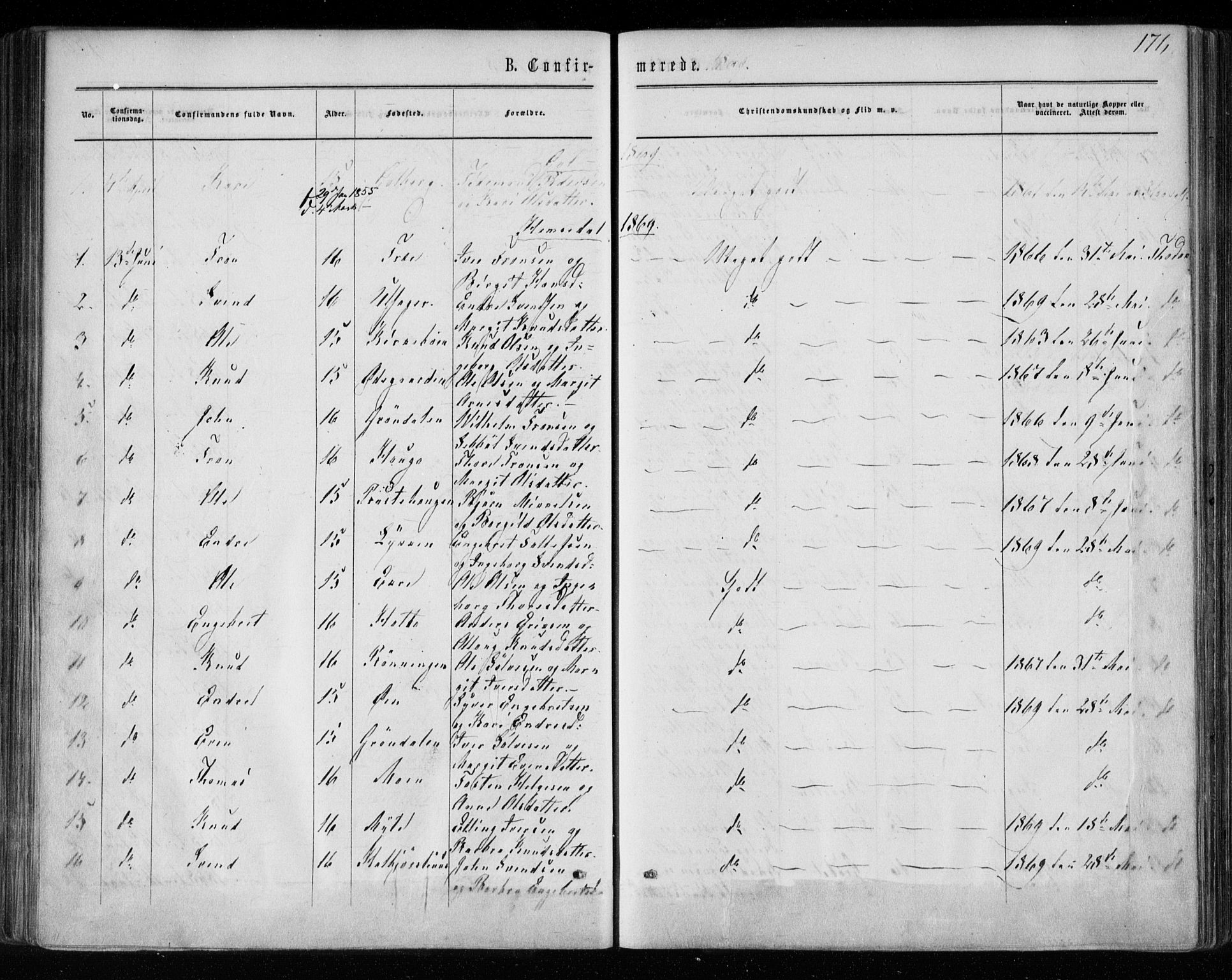 Gol kirkebøker, SAKO/A-226/F/Fa/L0003: Parish register (official) no. I 3, 1863-1875, p. 171