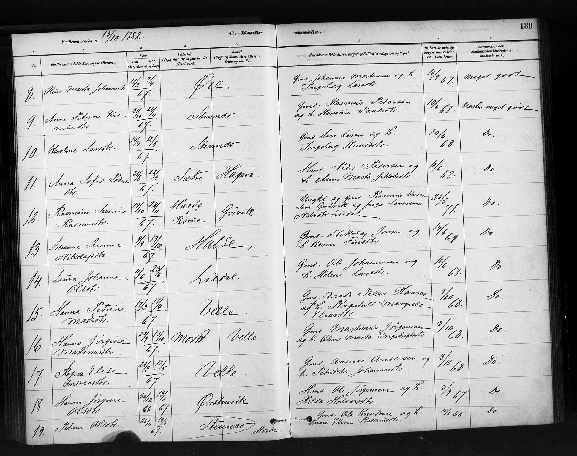 Ministerialprotokoller, klokkerbøker og fødselsregistre - Møre og Romsdal, AV/SAT-A-1454/513/L0176: Parish register (official) no. 513A03, 1877-1889, p. 139