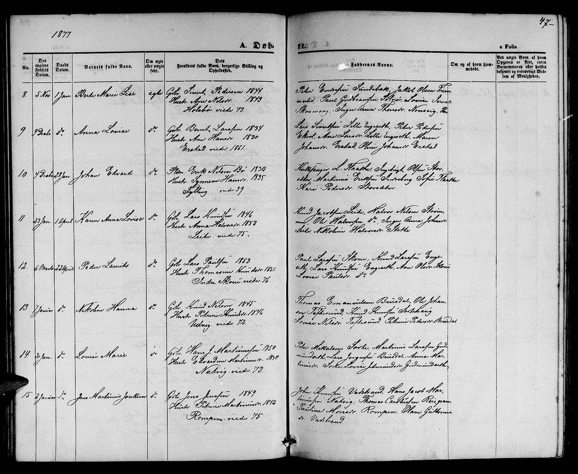 Ministerialprotokoller, klokkerbøker og fødselsregistre - Møre og Romsdal, AV/SAT-A-1454/524/L0364: Parish register (copy) no. 524C05, 1865-1879, p. 47