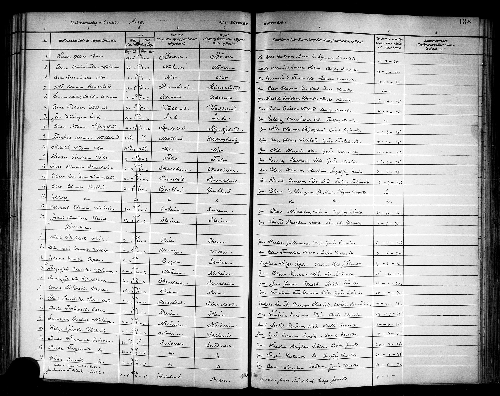 Kvam sokneprestembete, SAB/A-76201/H/Hab: Parish register (copy) no. B 3, 1884-1916, p. 138