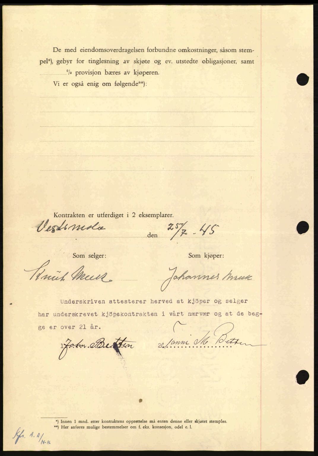 Nordmøre sorenskriveri, AV/SAT-A-4132/1/2/2Ca: Mortgage book no. B92, 1944-1945, Diary no: : 1157/1945