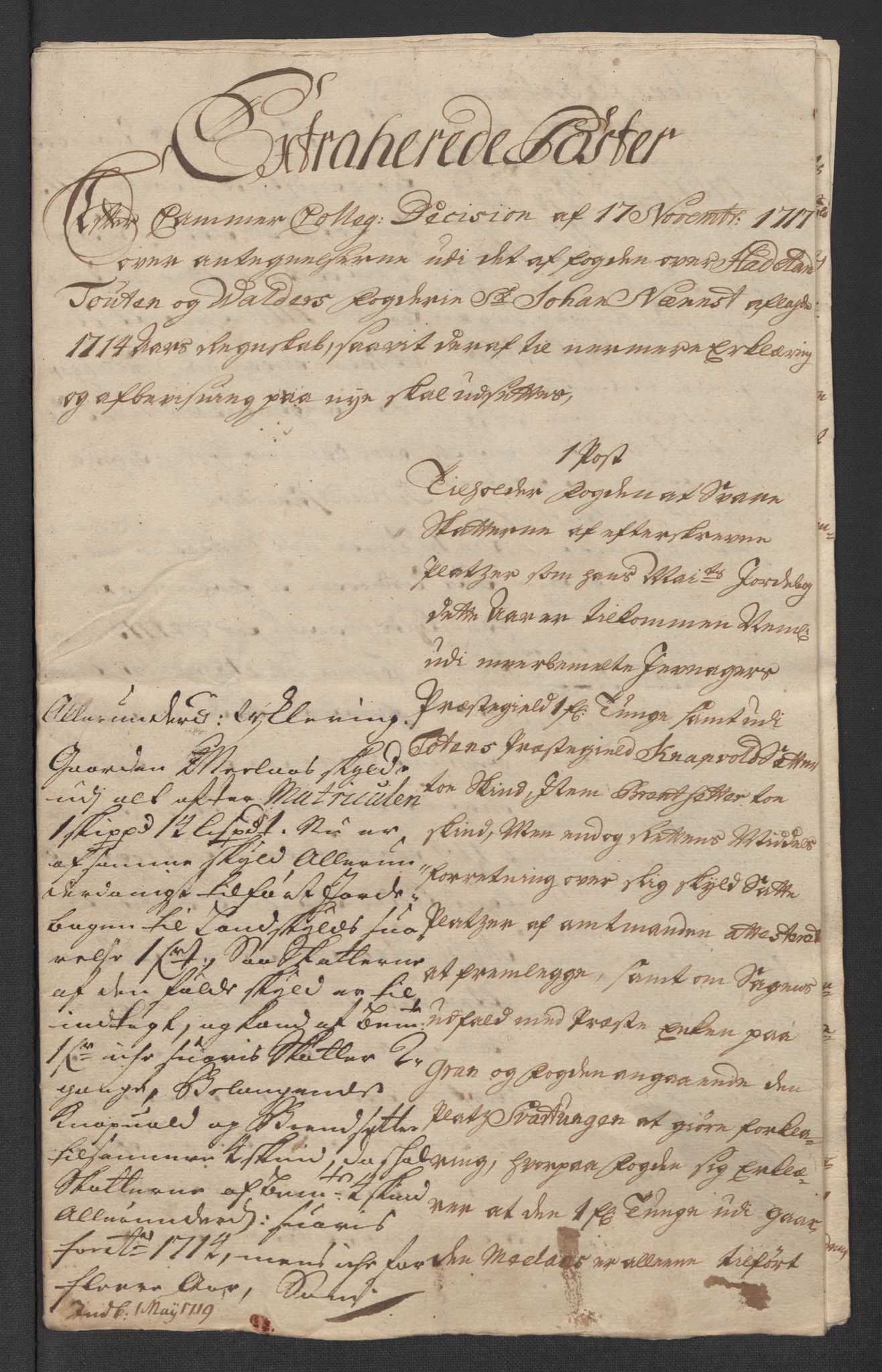 Rentekammeret inntil 1814, Reviderte regnskaper, Fogderegnskap, RA/EA-4092/R18/L1313: Fogderegnskap Hadeland, Toten og Valdres, 1714, p. 339