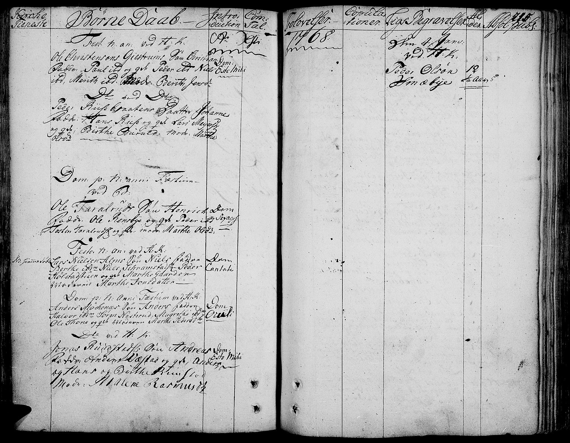 Toten prestekontor, SAH/PREST-102/H/Ha/Haa/L0005: Parish register (official) no. 5, 1761-1772, p. 215