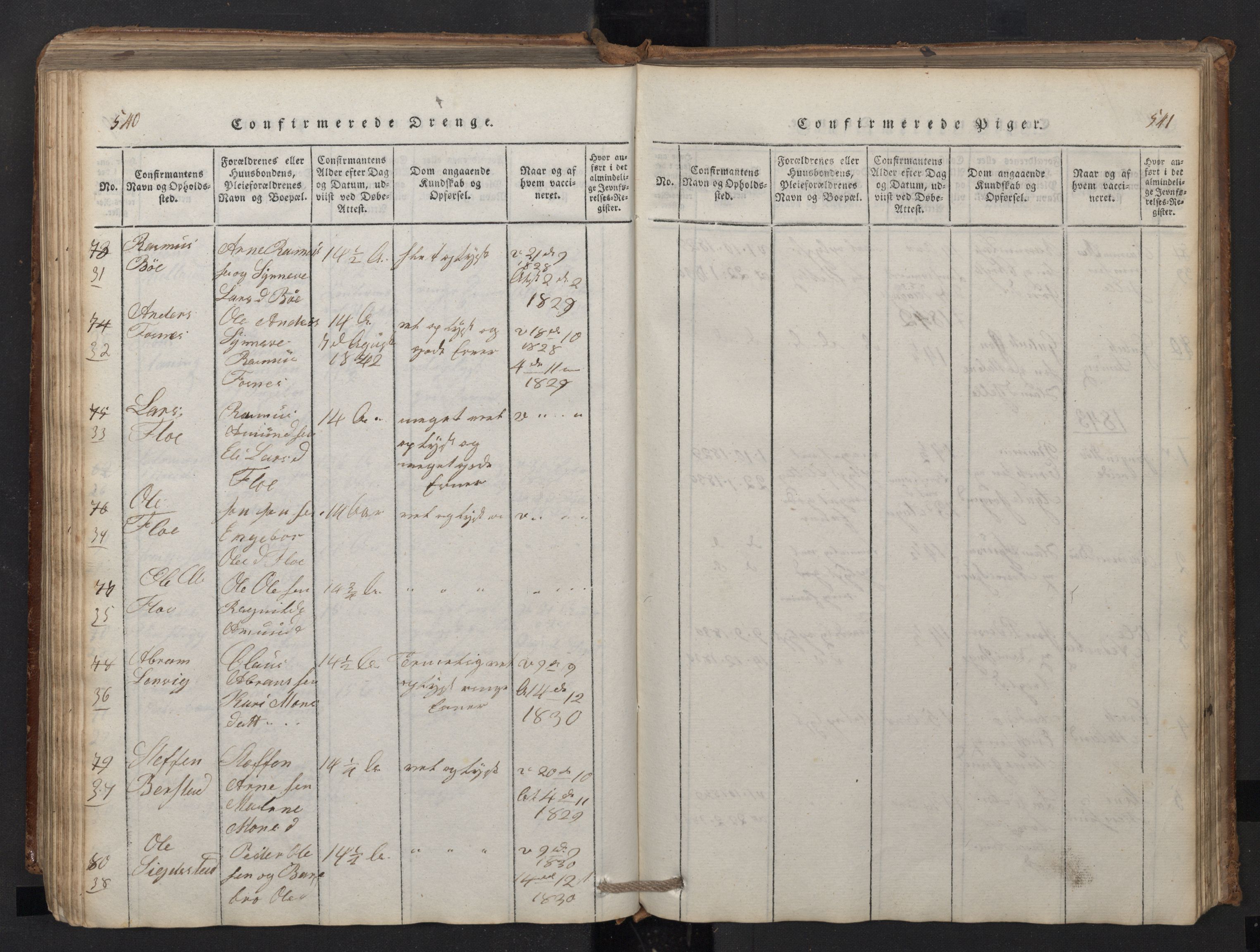 Stryn Sokneprestembete, SAB/A-82501: Parish register (copy) no. A 1, 1816-1844, p. 540-541
