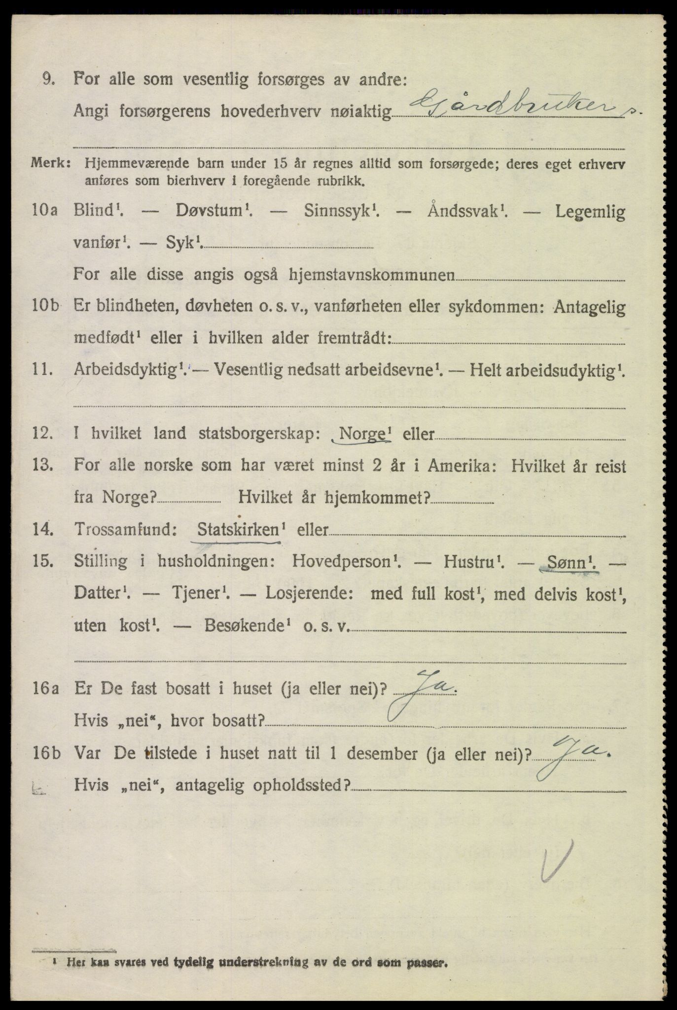 SAH, 1920 census for Alvdal, 1920, p. 1449