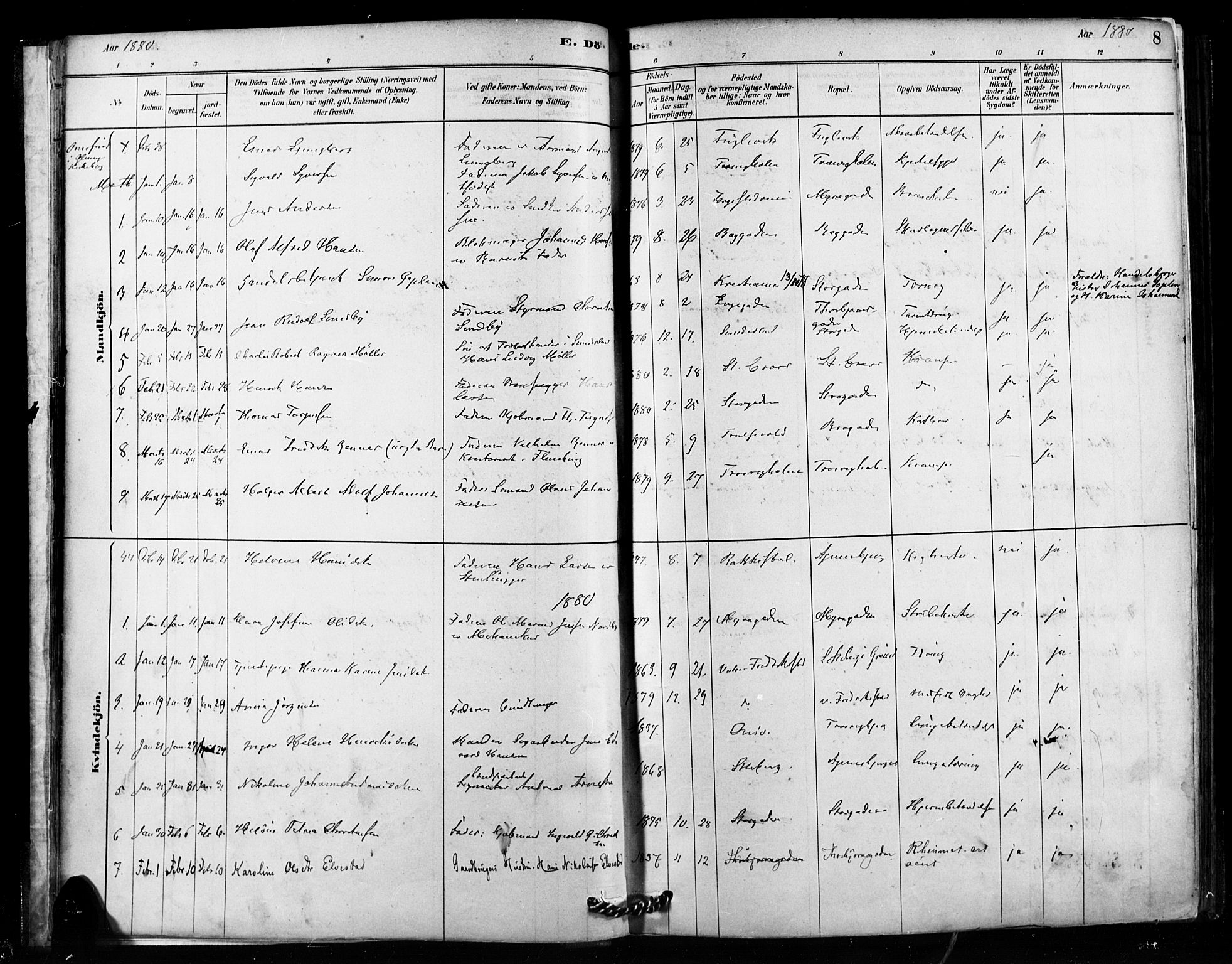 Fredrikstad domkirkes prestekontor Kirkebøker, SAO/A-10906/F/Fa/L0003: Parish register (official) no. 3, 1878-1904, p. 8